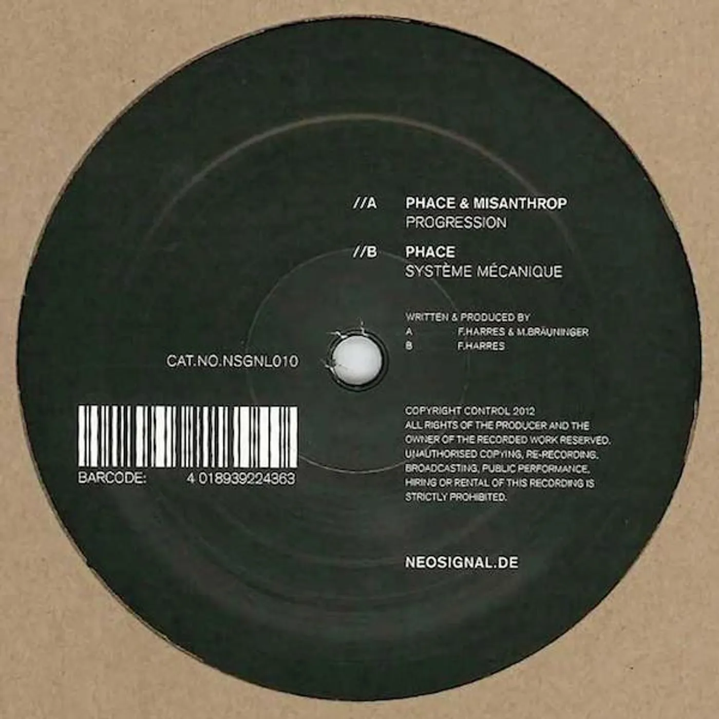 Phace & Misanthrop PROGRESSION/SYSTEME MECANIQUE Vinyl Record