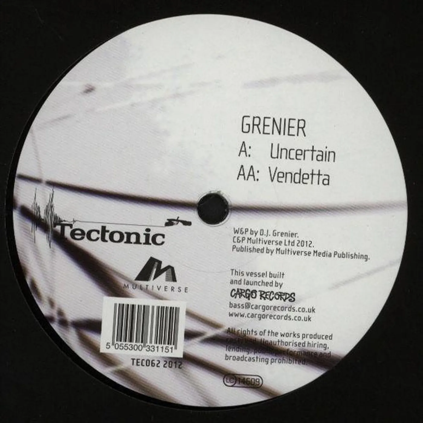 Grenier Uncertain/Vendetta Vinyl Record