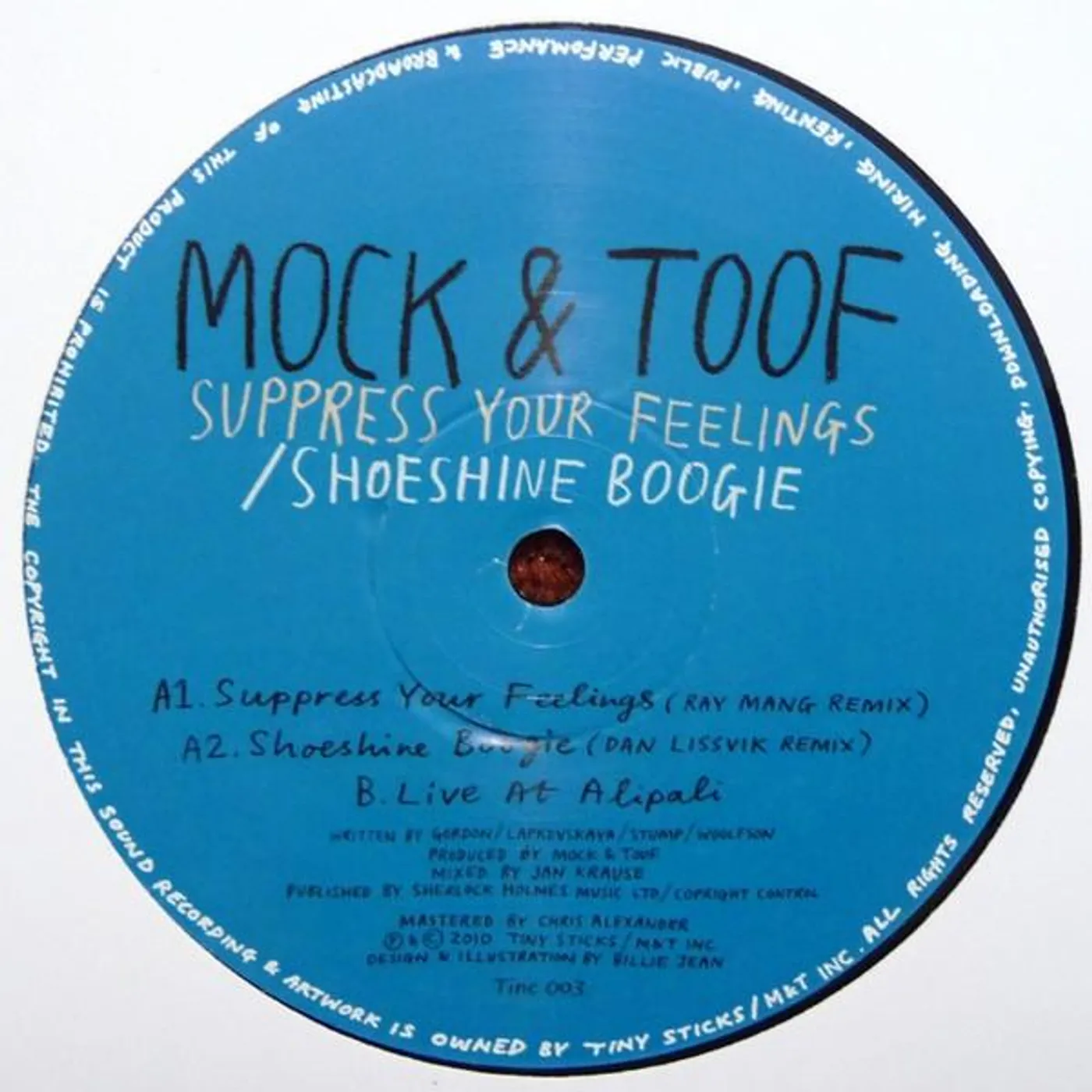 Mock & Toof SUPPRESS YOUR FEELINGS/SHOESHINE BOOGIE Vinyl Record - Sweden Release