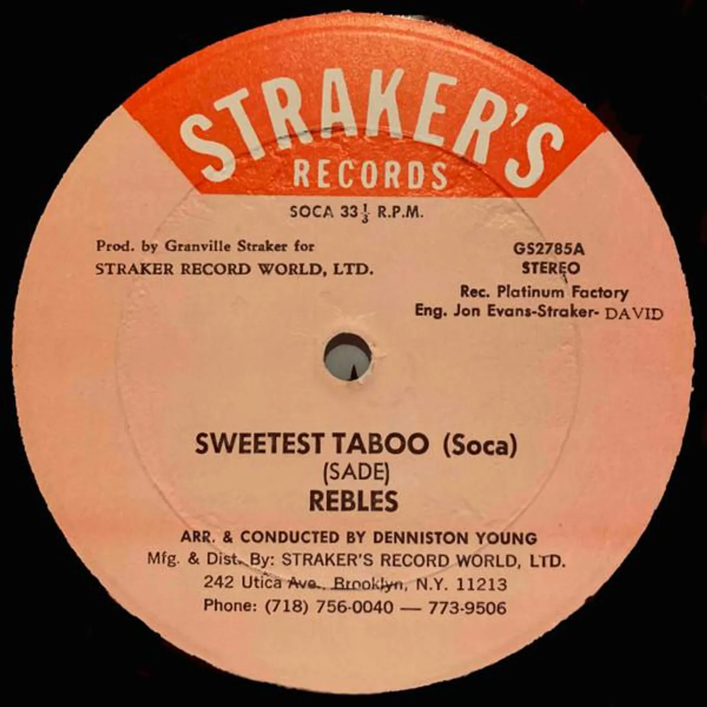 Rebles Sweetest Taboo (Soca) Vinyl Record