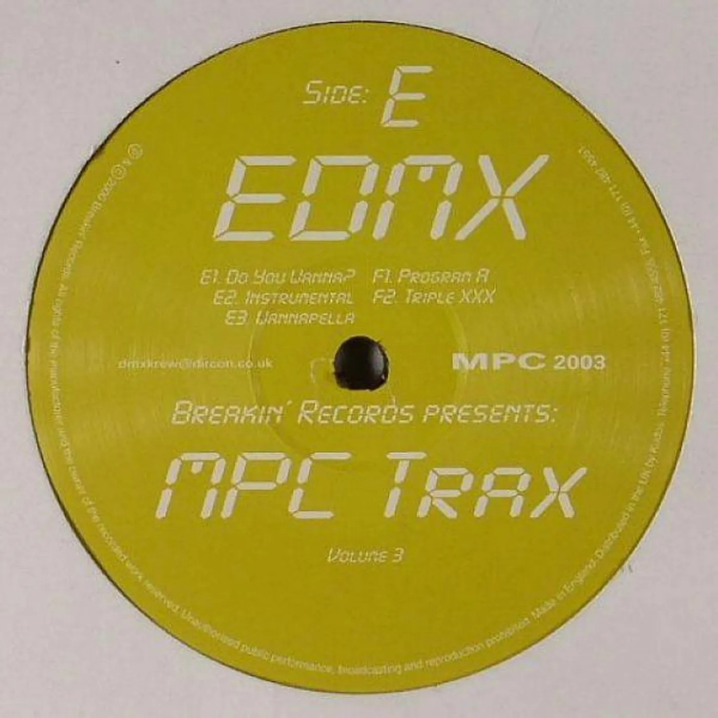 EDMX VOL. 3-MPC TRAX Vinyl Record - UK Release