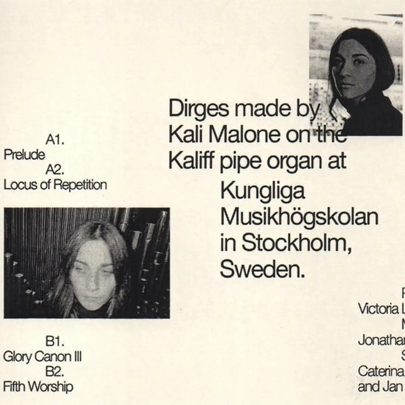Kali Malone Organ Dirges 2016-2017 Vinyl Record