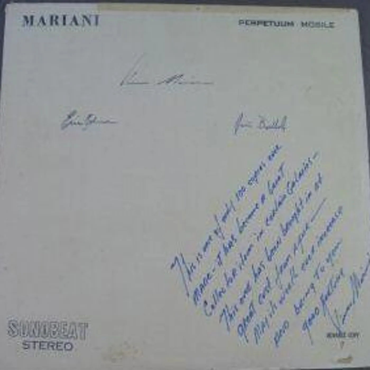 Mariani PERPETUUM MOBILE Vinyl Record - Italy Release