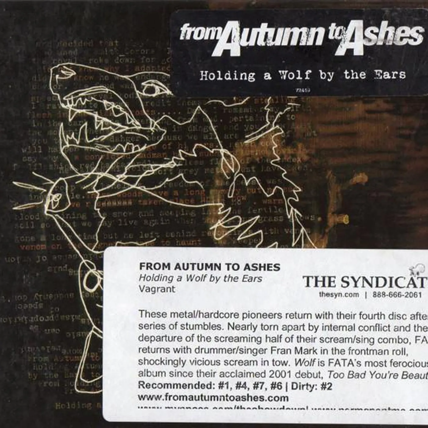From Autumn To Ashes Holding A Wolf By The Ears Vinyl Record