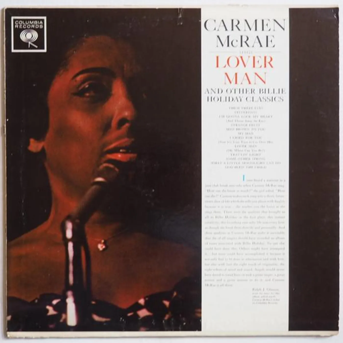 Carmen McRae SINGS LOVER MAN & OTHER BILLIE HOLIDAY CLASSICS CD