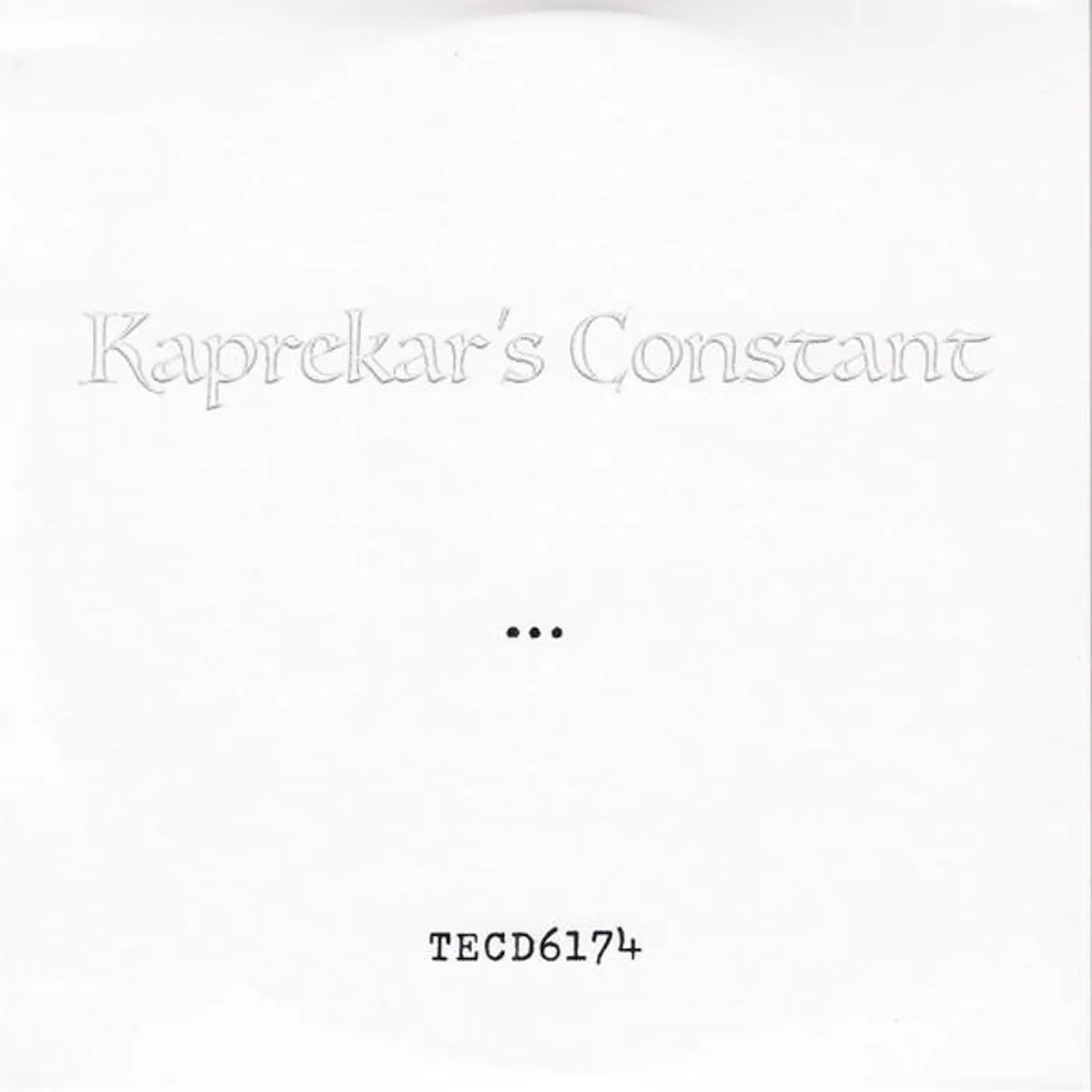 Kaprekar's Constant MEANWHILE CD