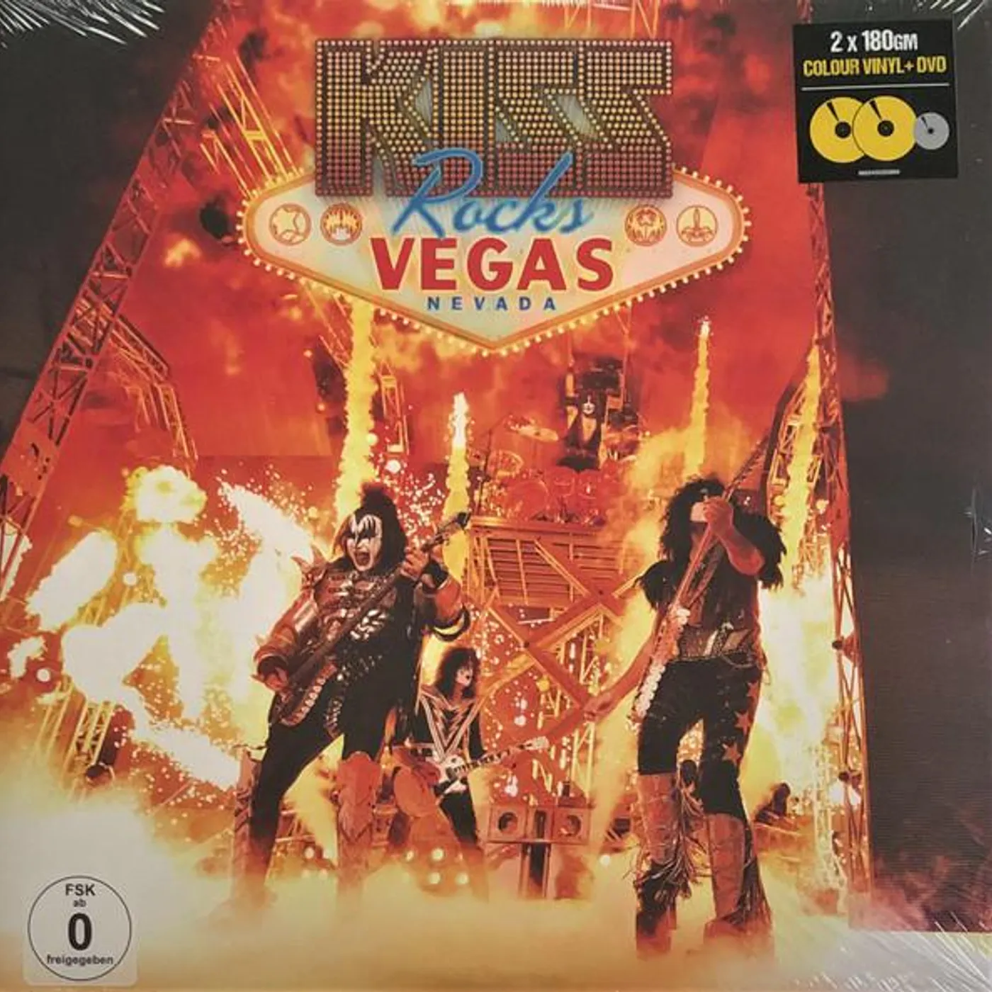 KISS ROCKS VEGAS (2LP/DVD/YELLOW VINYL/REISSUE/IMPORT) Vinyl Record