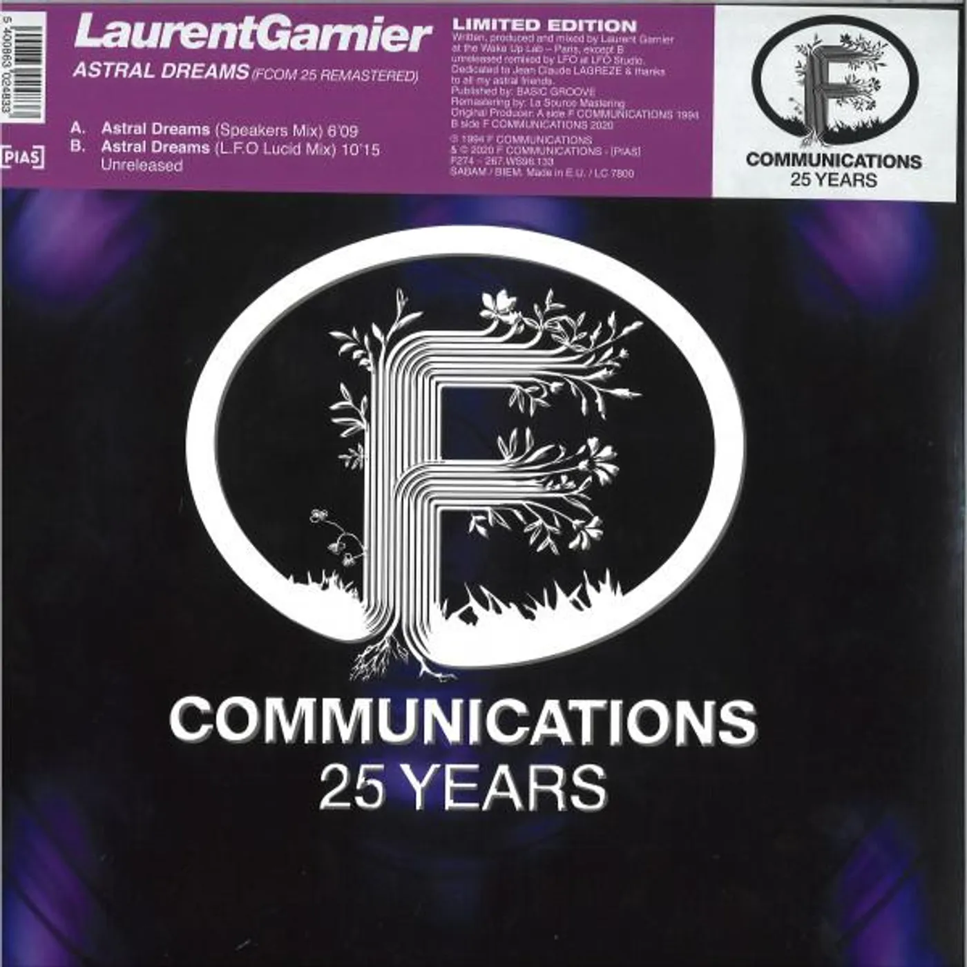 Laurent Garnier ASTRAL FREAMS FCOM 25 Vinyl Record