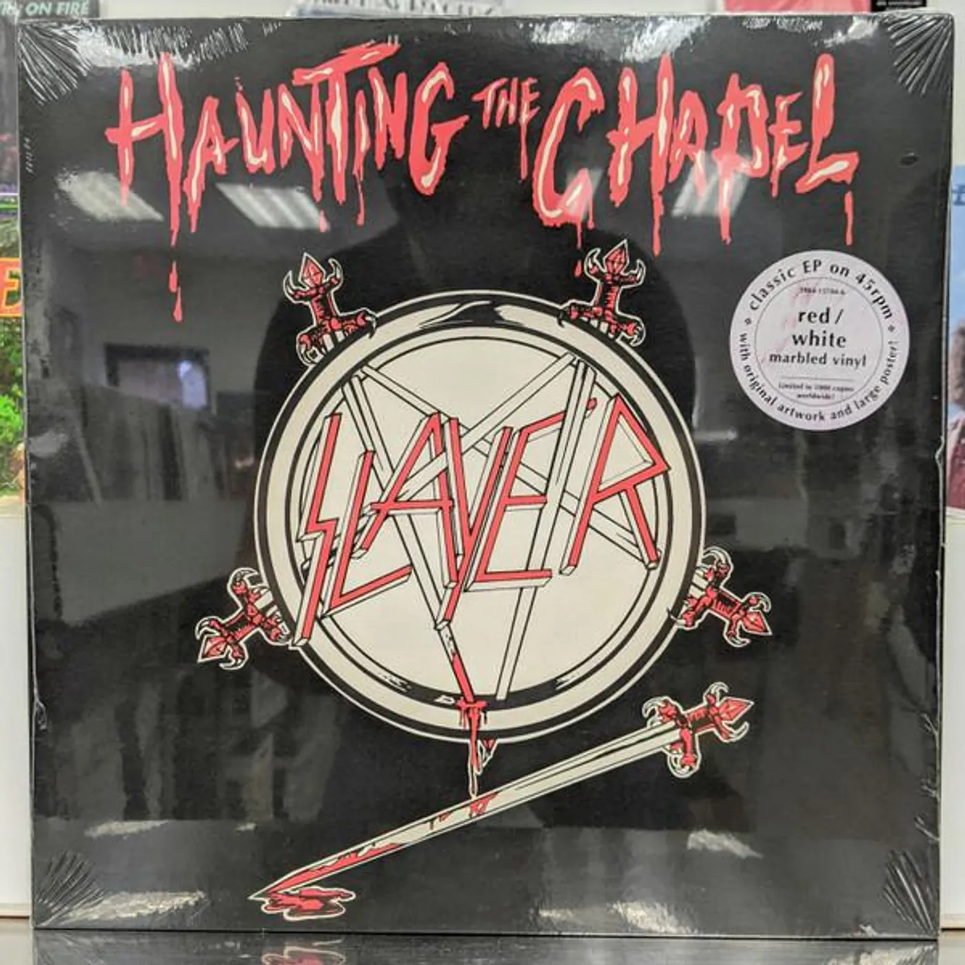Slayer HAUNTING THE CHAPEL (RED & WHITE MARBLED VINYL) Vinyl Record