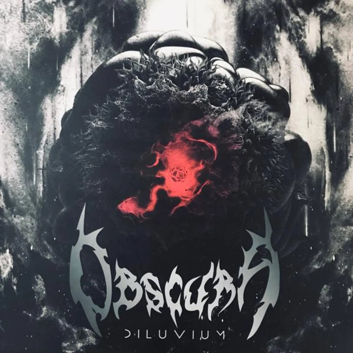 Obscura DILUVIUM (RED, SILVER & GRIMACE PURPLE MERGE   W/ BLOOD RED, SILVER & DEEP PURPLE SPLATTER VINYL) Vinyl Record