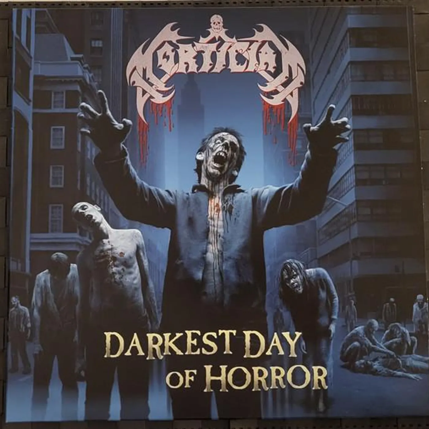 Mortician Darkest Day Of Horror (Sea Blue w/ Splatter) Vinyl Record
