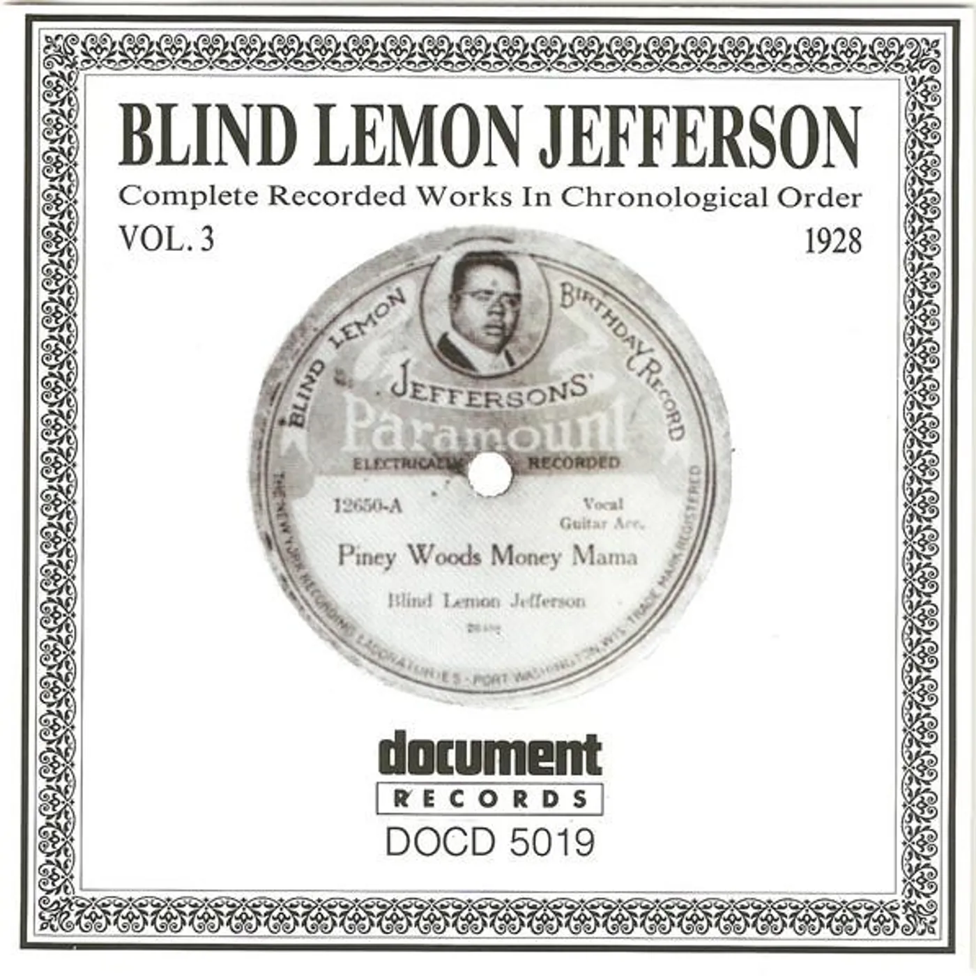 Blind Lemon Jefferson BLIND LEMON  VOL 3 1928 CD