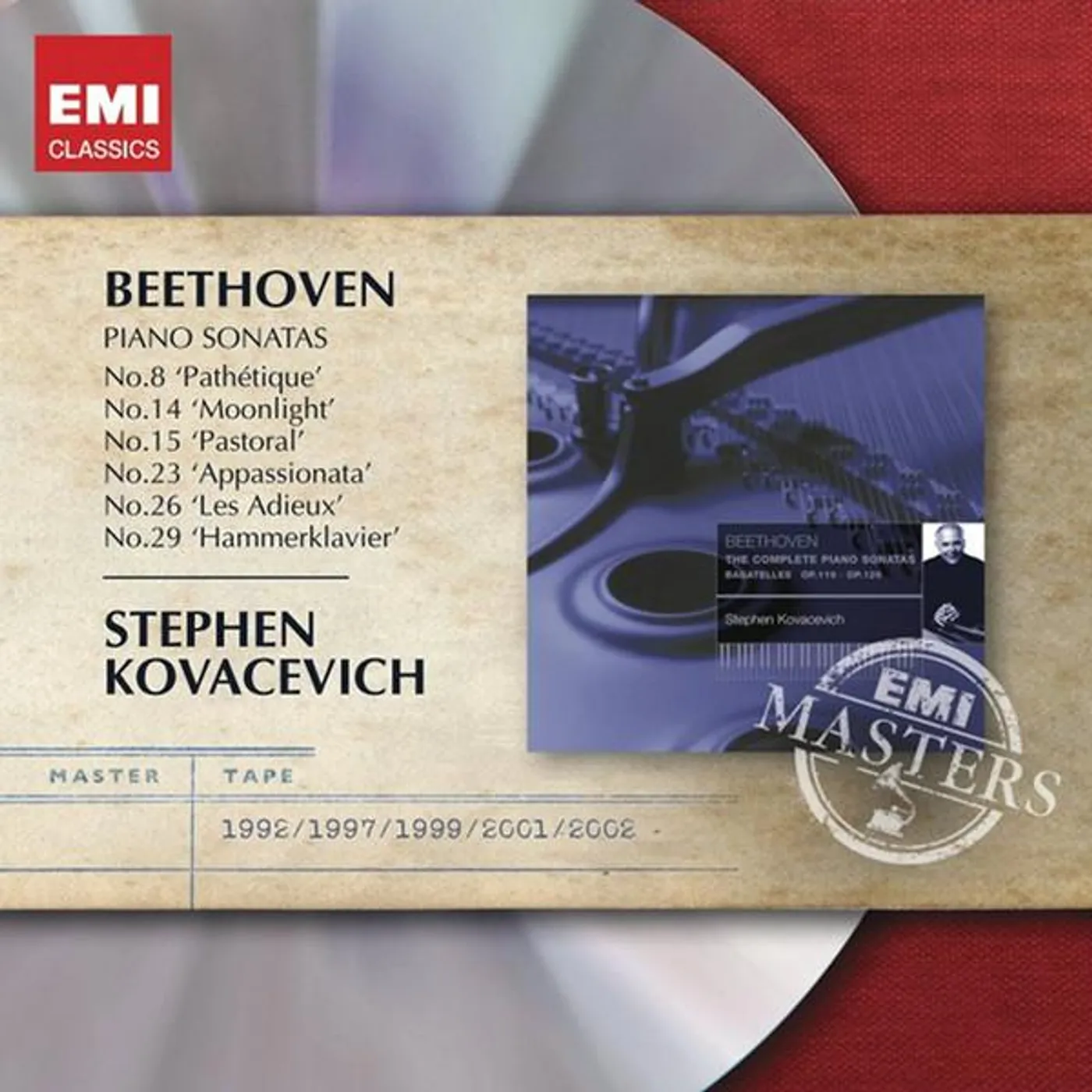 Stephen Kovacevich BEETHOVEN: PNO SONATAS NOS.8 / 14 / 21 / 23 / 26 & 29 CD