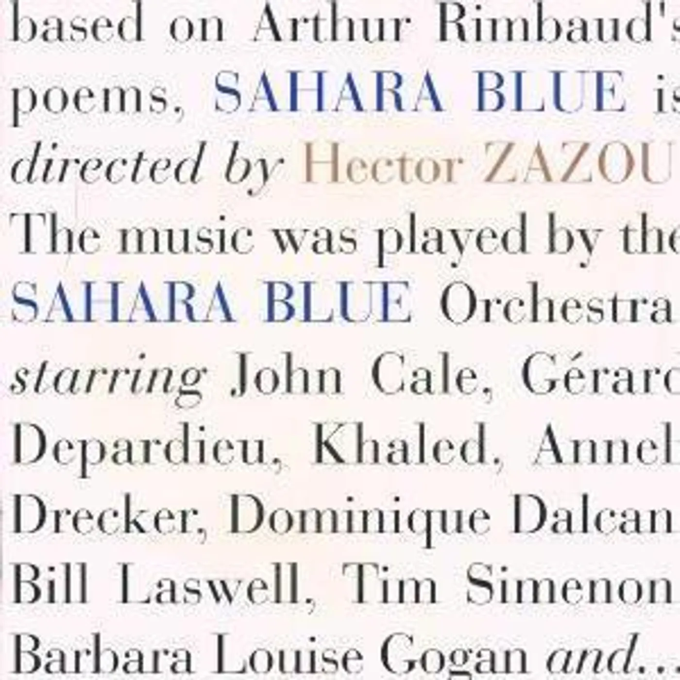 Hector Zazou SAHARA BLUE CD
