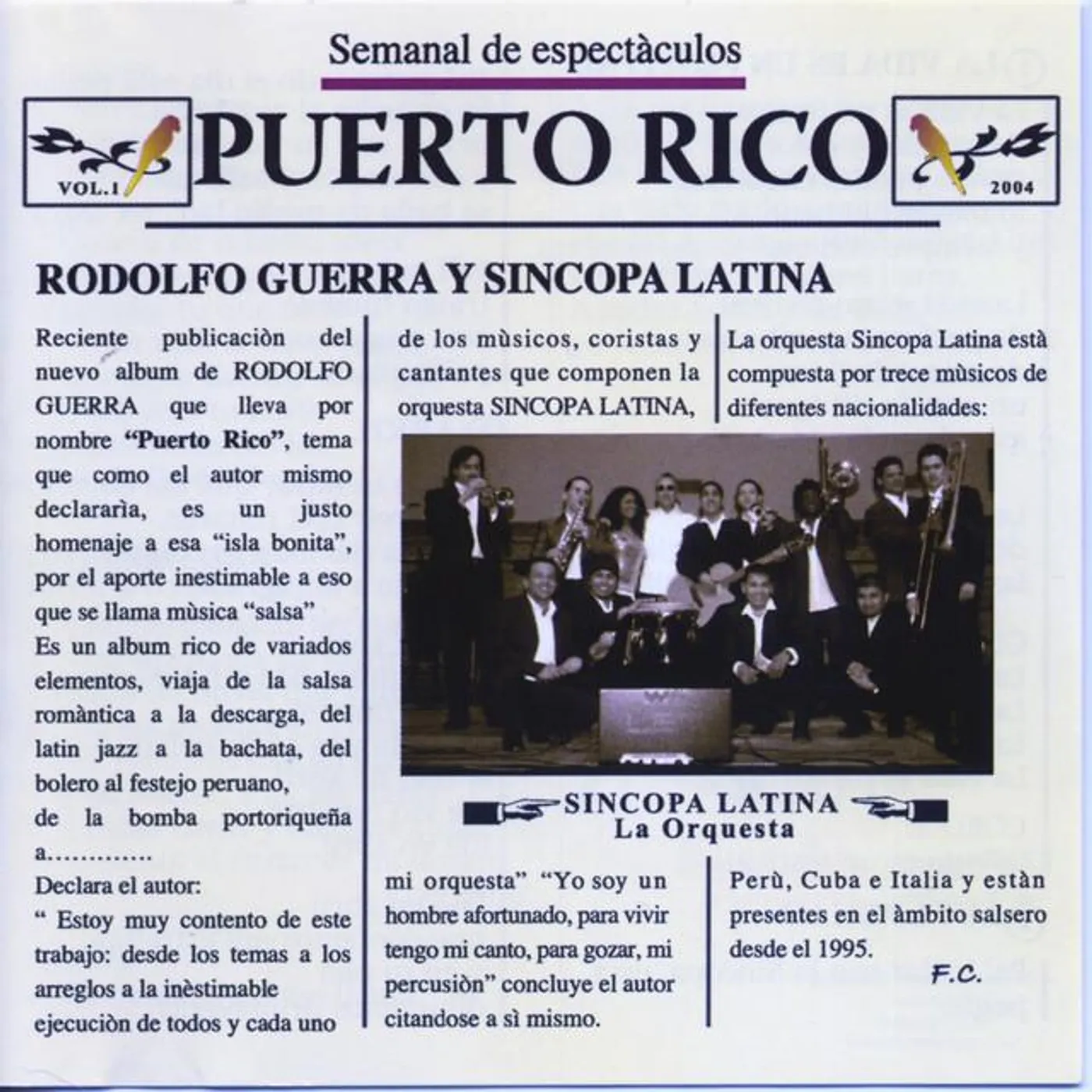 Rodolfo Guerra y Sincopa Latina Brand Page