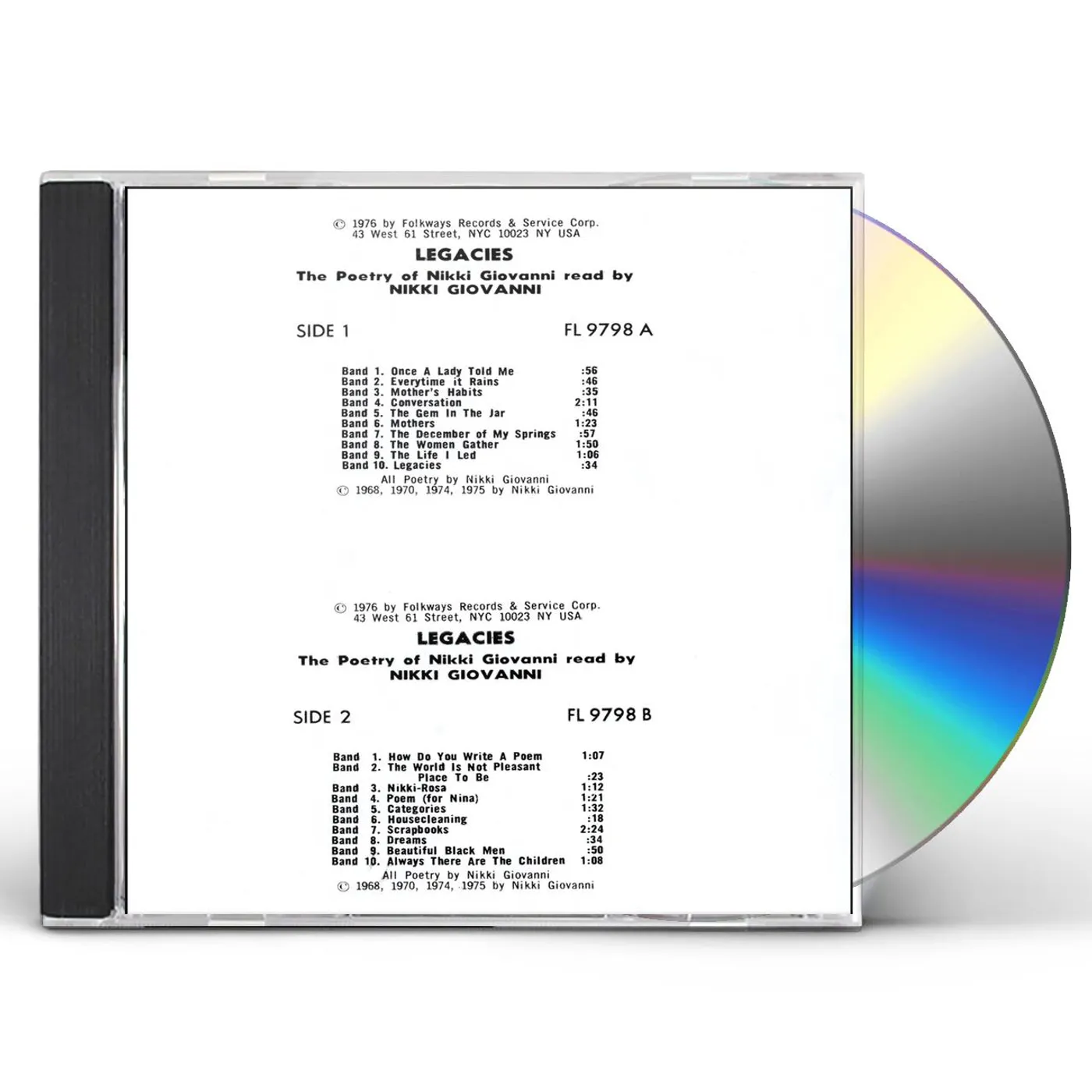 LEGACIES: THE POETRY OF NIKKI GIOVANNI CD