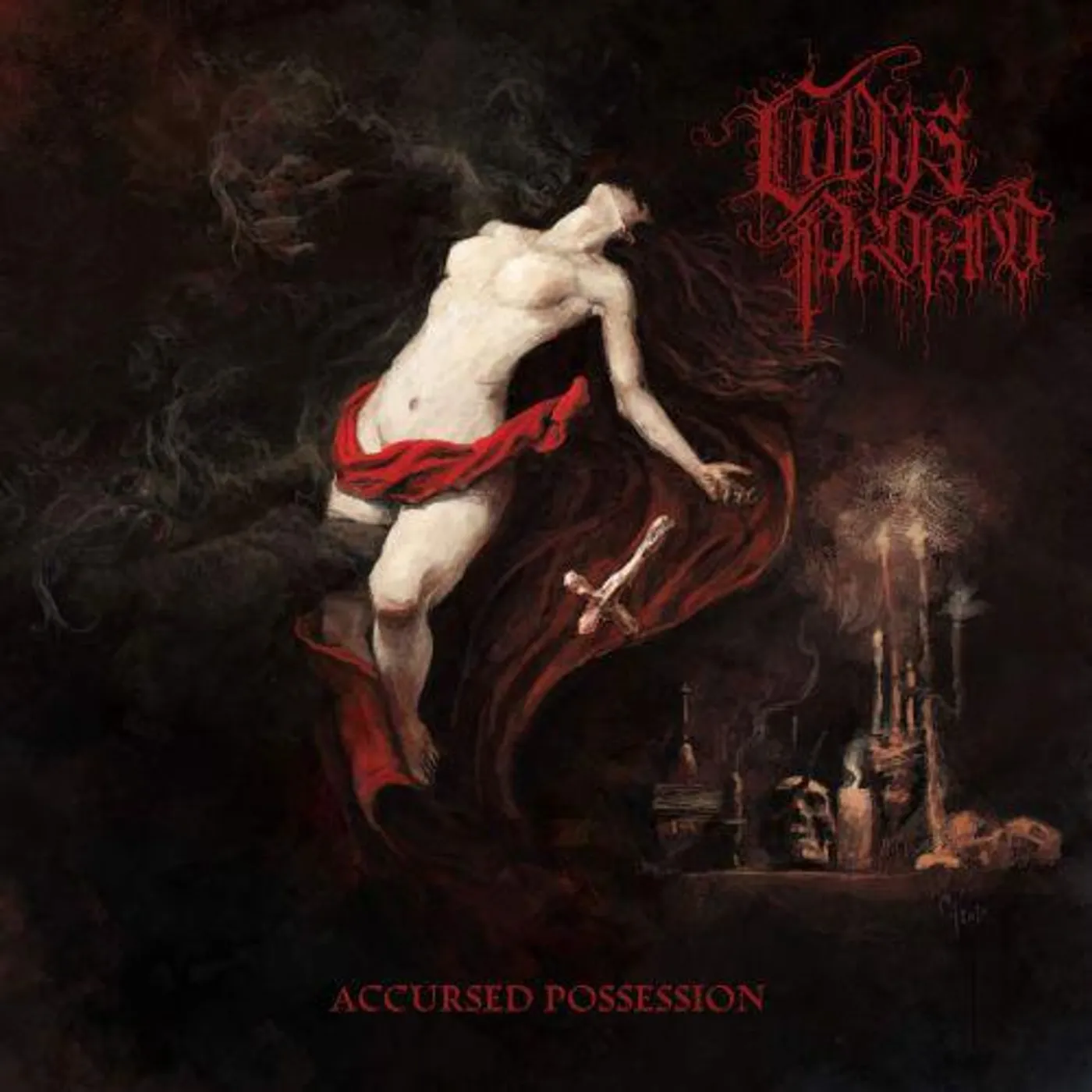 Cultus Profano ACCURSED POSSESSION (MILKY CLEAR/TRANSPARENT BLOOD RED MERGE W/ BLACK SPLATTER VINYL) Vinyl Record