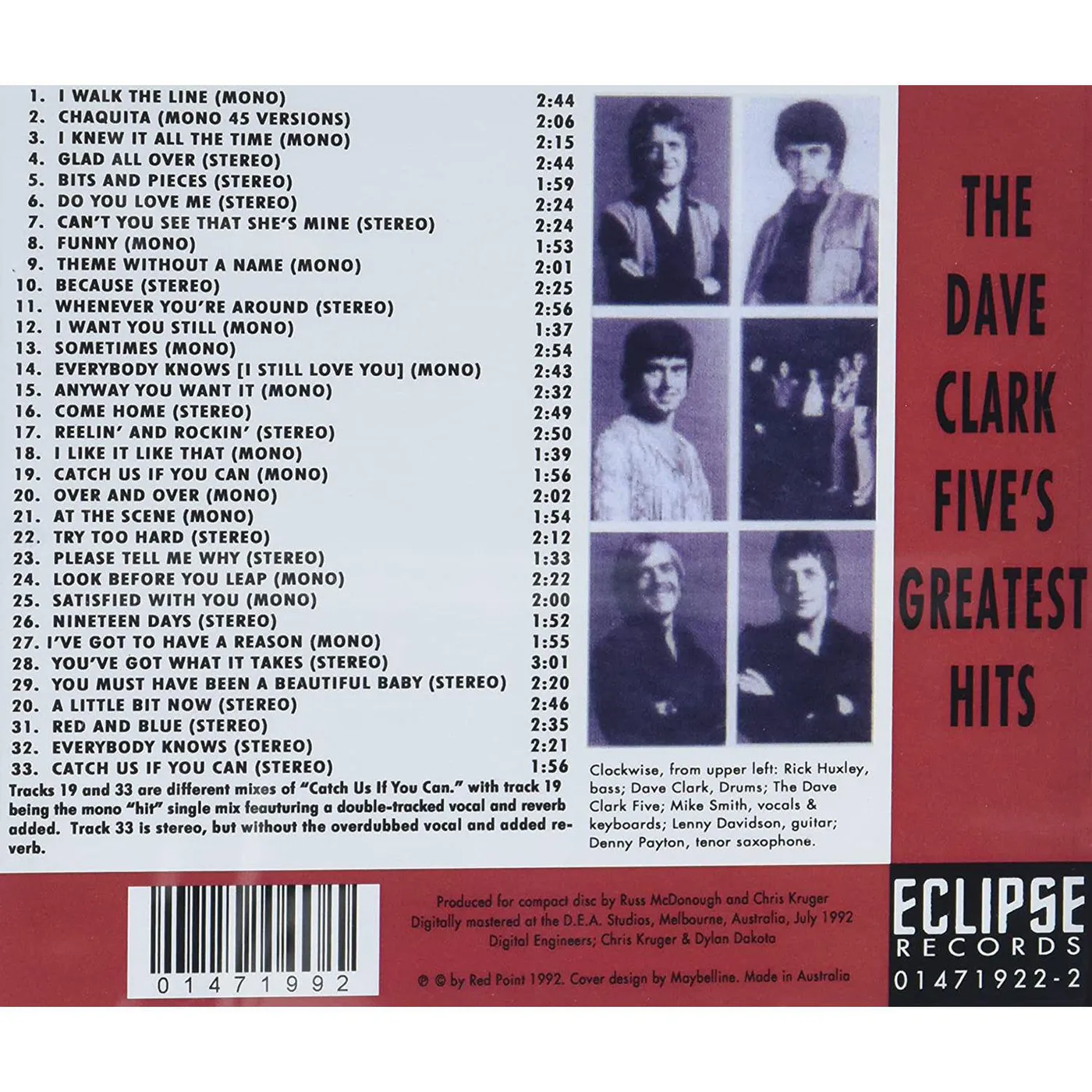 The Dave Clark Five GREATEST HITS STEREOPHONIC CD