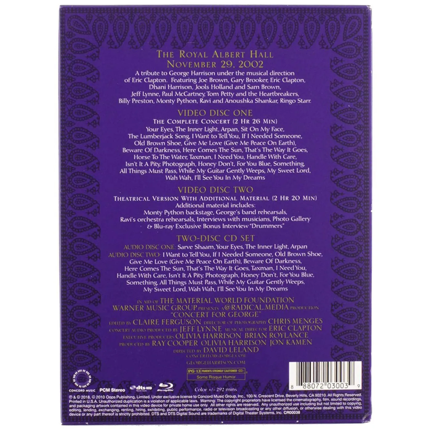 Various Artists  Concert For George (2 CD/2 Blu-ray) Box Set