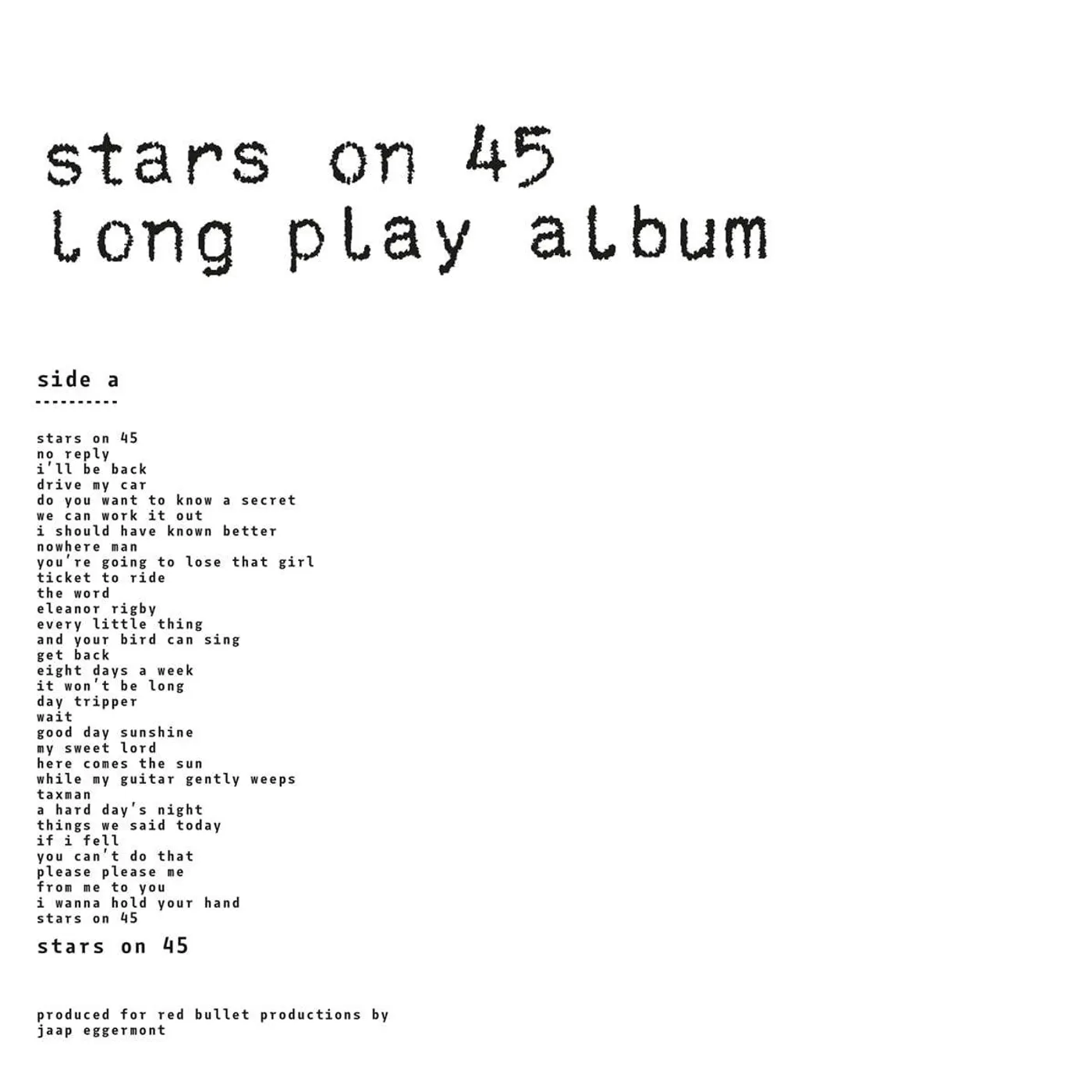 Stars On 45 Long Play Album (Limited/White/180g/Remastered/Numbered) Vinyl Record