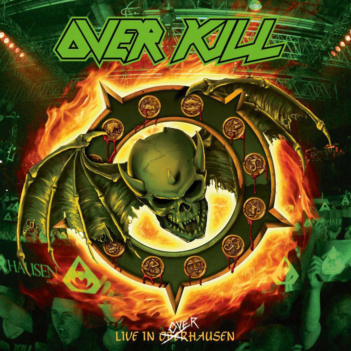 Overkill Feel The Fire (Live In Overhausen) (2LP, Green w/ Orange & Yellow Splatter) Vinyl Record