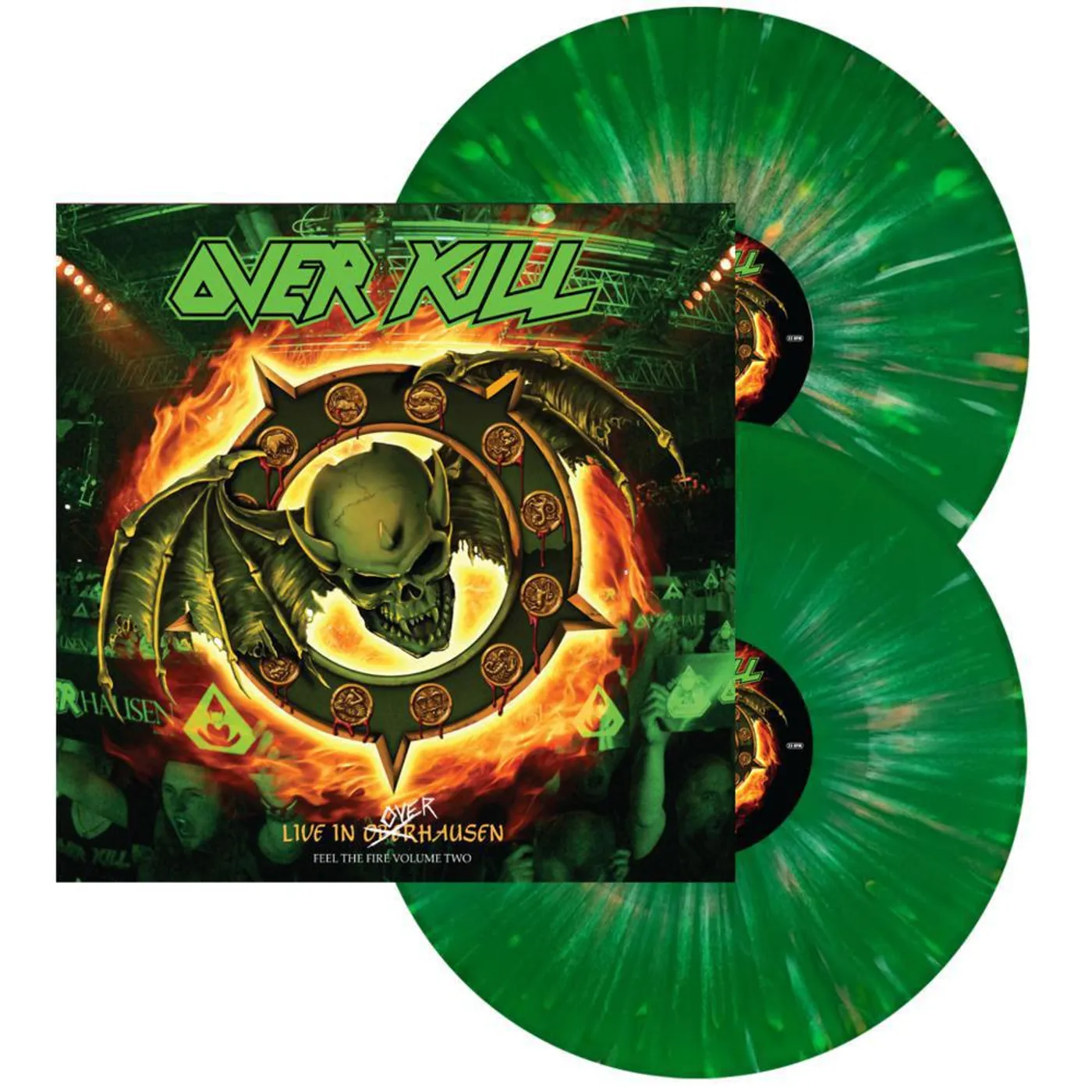 Overkill Feel The Fire (Live In Overhausen) (2LP, Green w/ Orange & Yellow Splatter) Vinyl Record