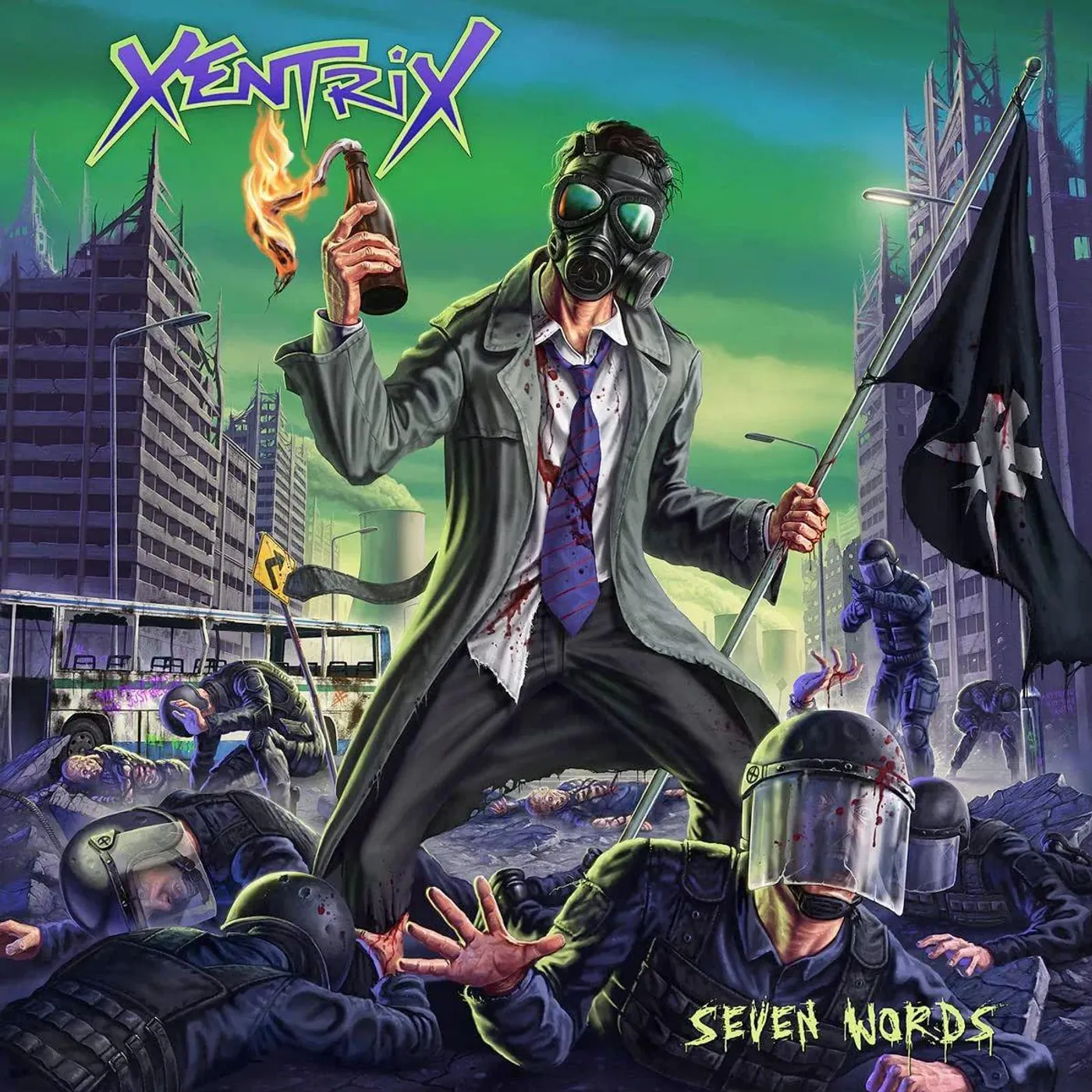 Xentrix SEVEN WORDS (TRANSPARENT GREEN VINYL) Vinyl Record