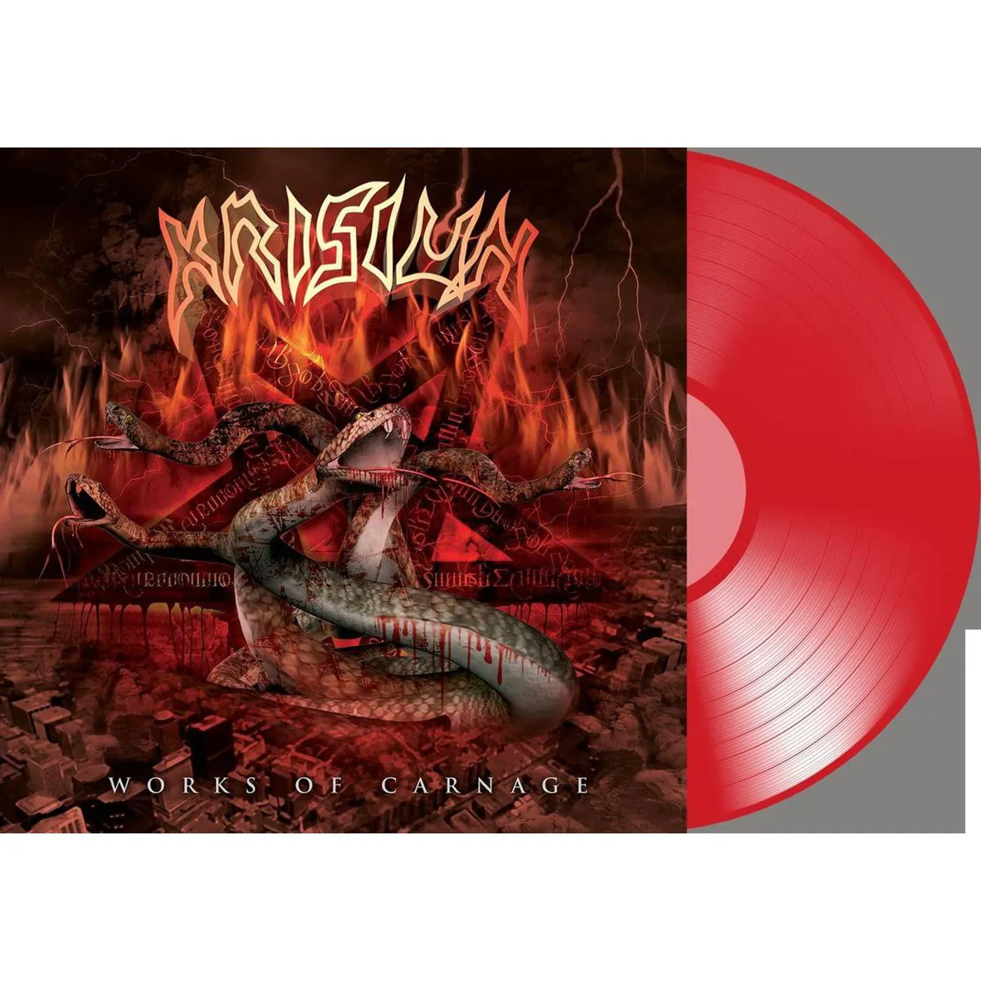 Krisiun WORKS OF CARNAGE (TRANSPARENT RED VINYL) Vinyl Record
