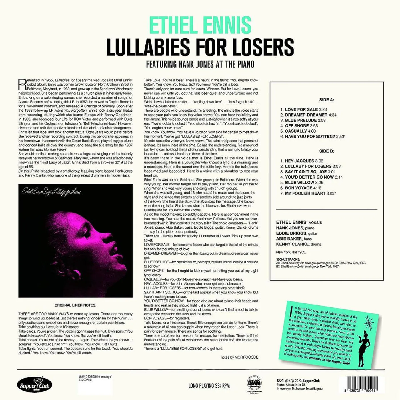 Ethel Ennis LULLABIES FOR LOSERS Vinyl Record
