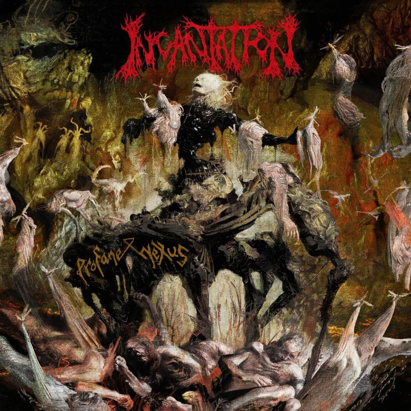 Incantation Profane Nexus (Swamp Green With Red, White & Black Splatter) Vinyl Record