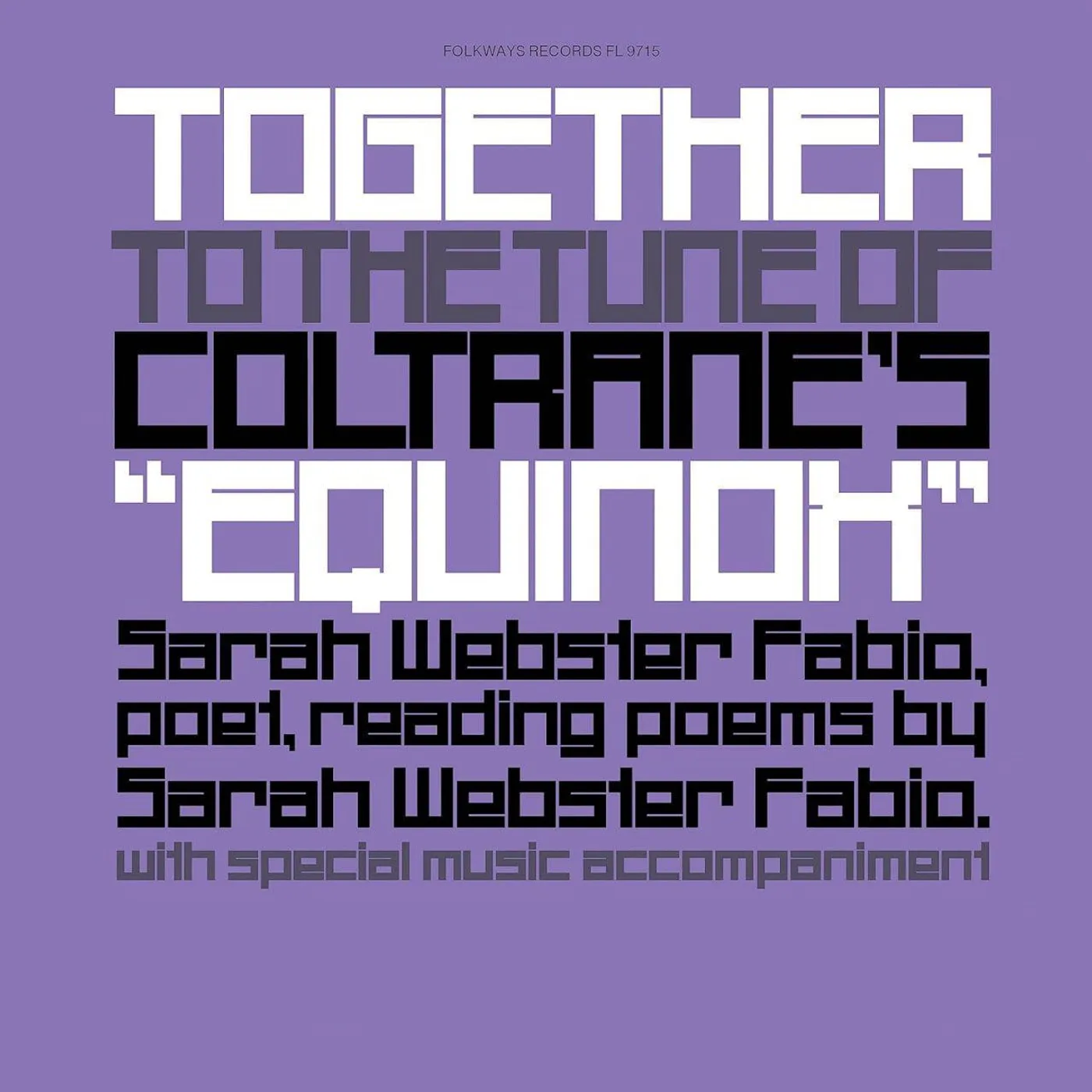 Sarah Webster Fabio TOGETHER TO THE TUNE OF COLTRANE'S EQUINOX Vinyl Record