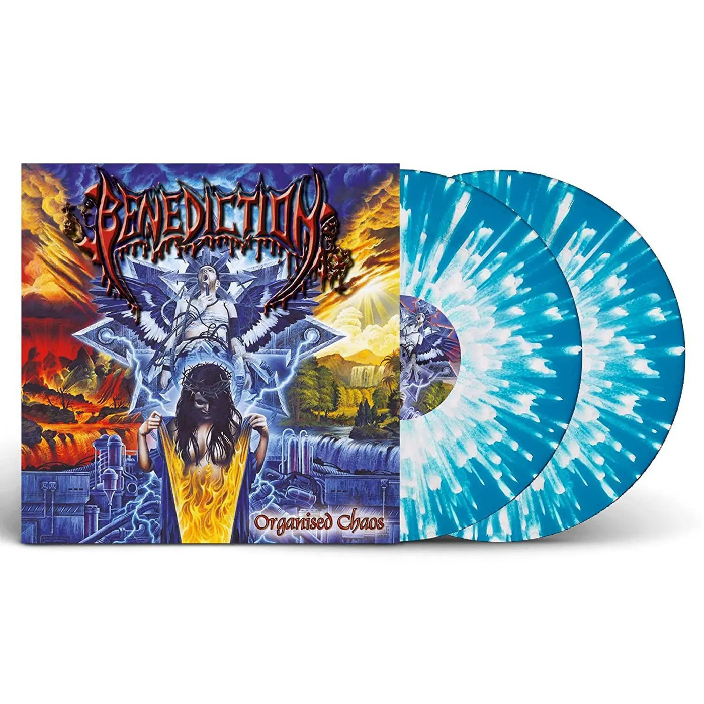 Benediction Organised Chaos (Light Blue W/White Splatter Vinyl/2LP) Vinyl Record