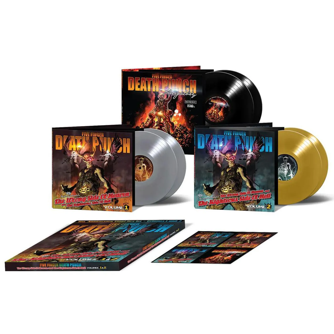 Five Finger Death Punch The Wrong Side of Heaven and The Righteous Side of Hell (6LP Boxed Set, Black, Silver, Gold) Vinyl Record