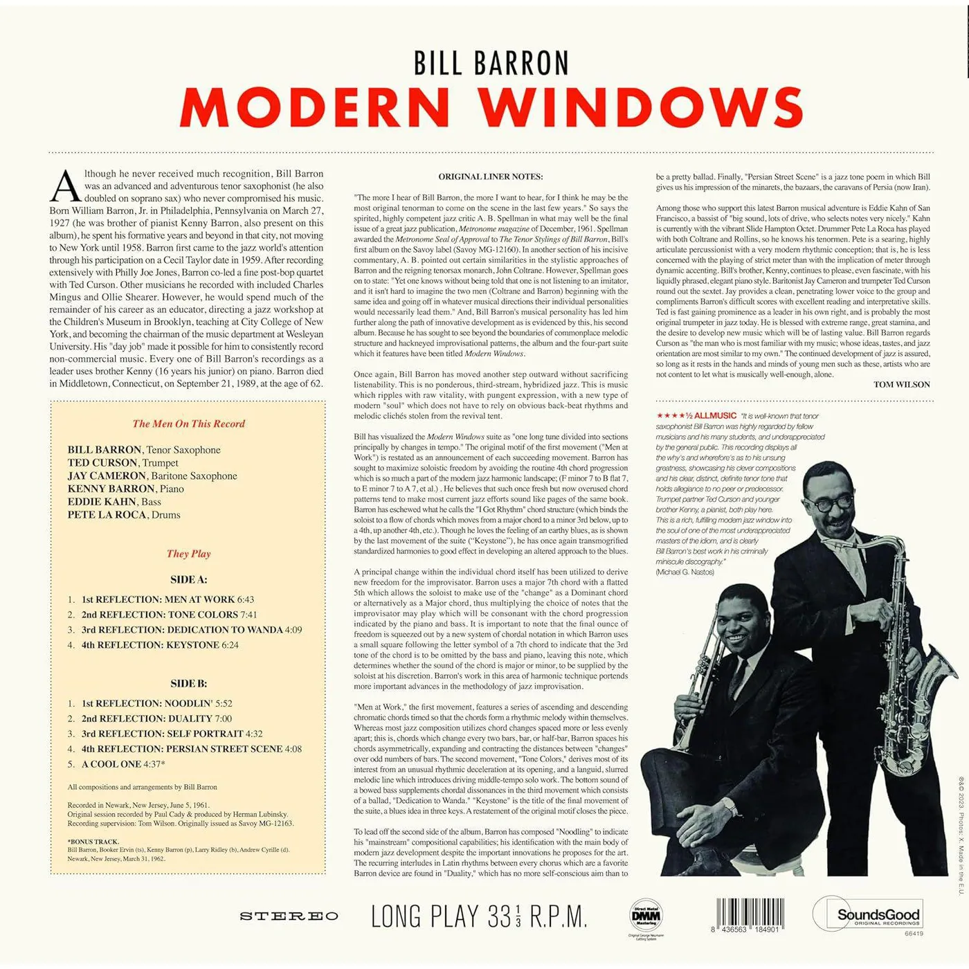 Bill Barron Modern Windows (Limited Edition) Vinyl Record
