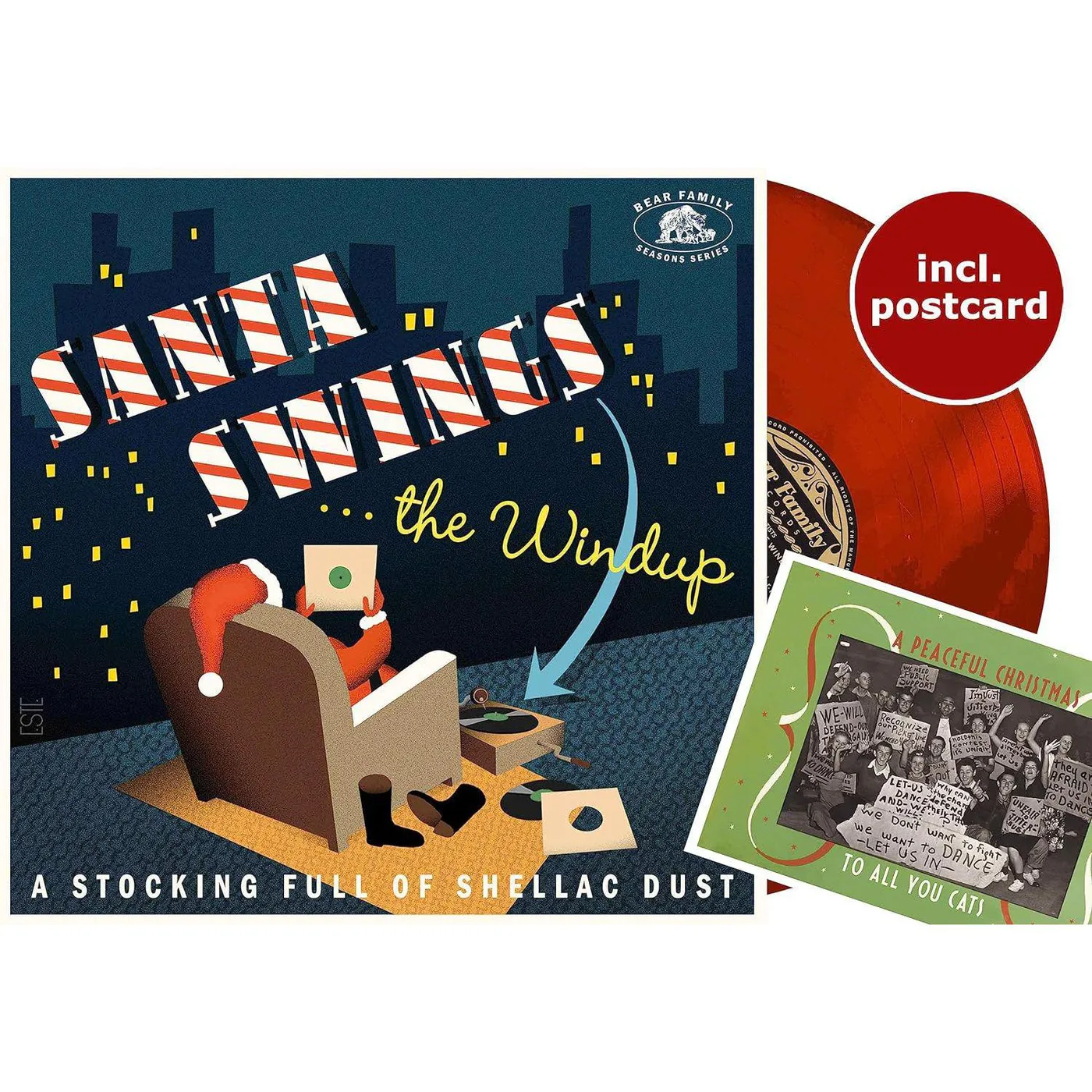 Various Artists  Santa Swings...The Windup: A Stocking Full Of Shellac Dust (Red) Vinyl Record