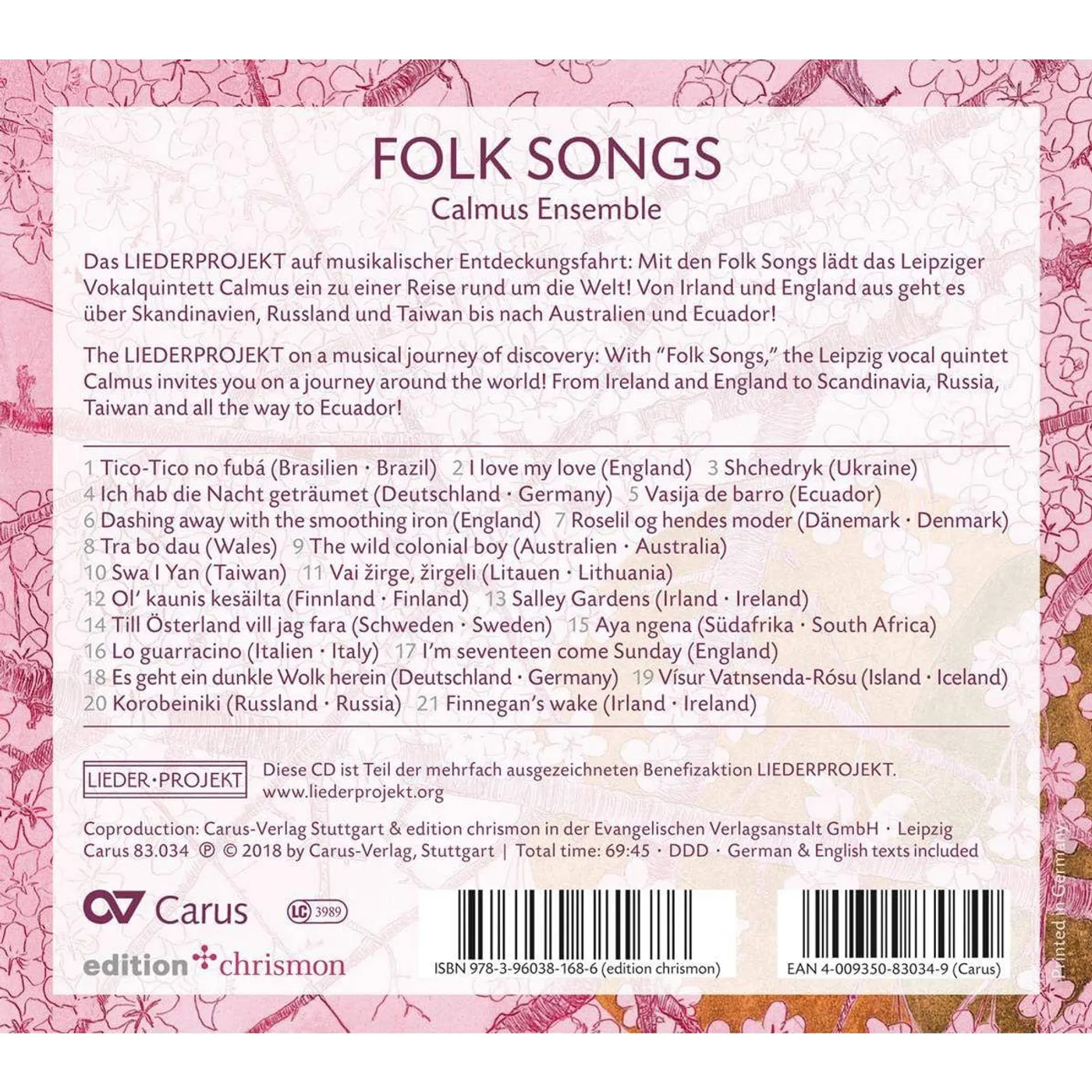 Calmus Ensemble Folk Songs CD