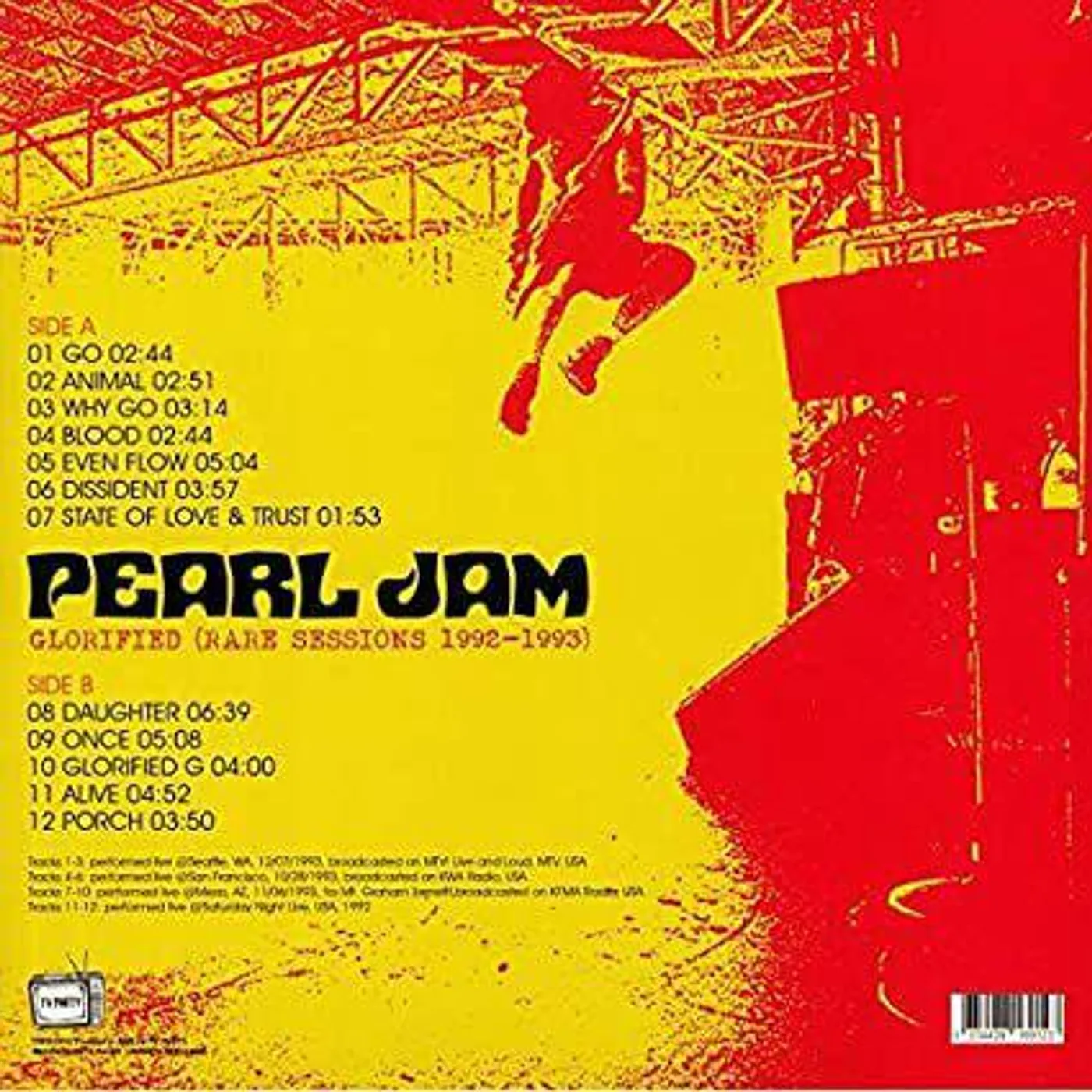 Pearl Jam Glorified Rare Sessions 1992 1993 Vinyl Record