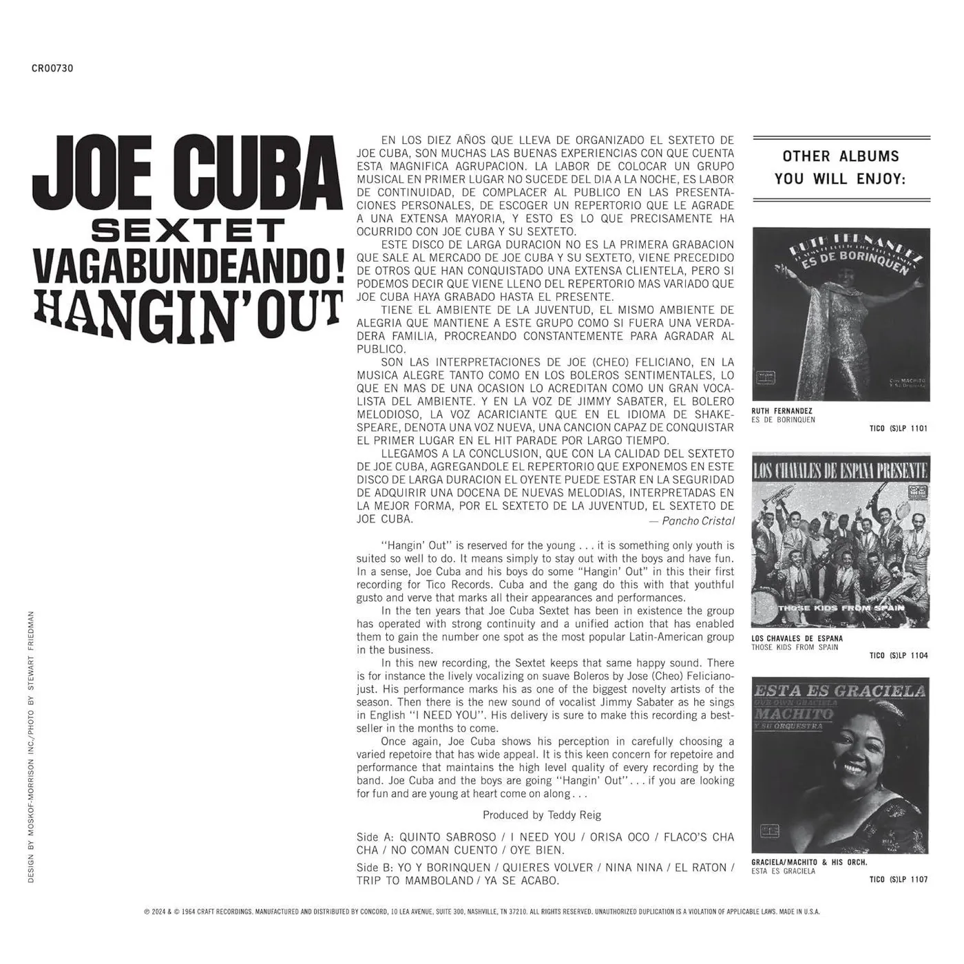 Joe Cuba Sextet Vagabundeando! Hangin Out Vinyl Record