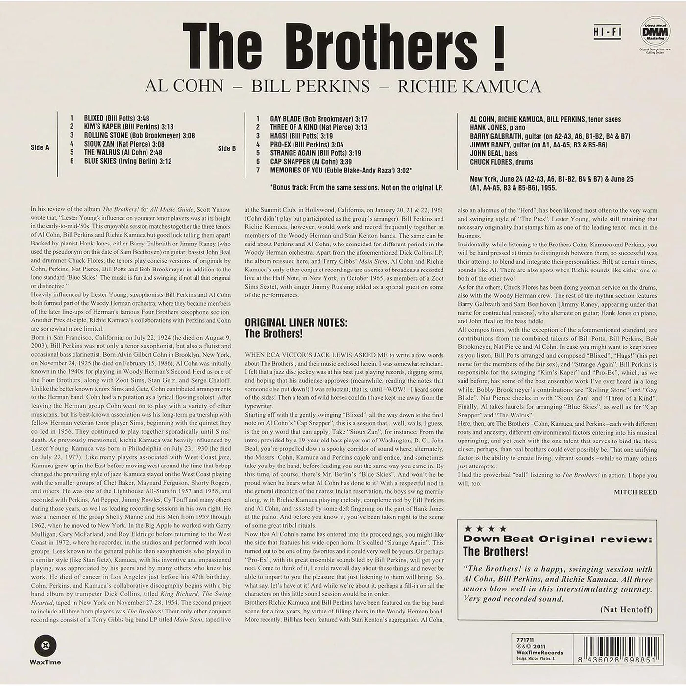 Al Cohn / Bill Perkins / Richie Kamuca Brothers (Limited / 180gm) Vinyl Record