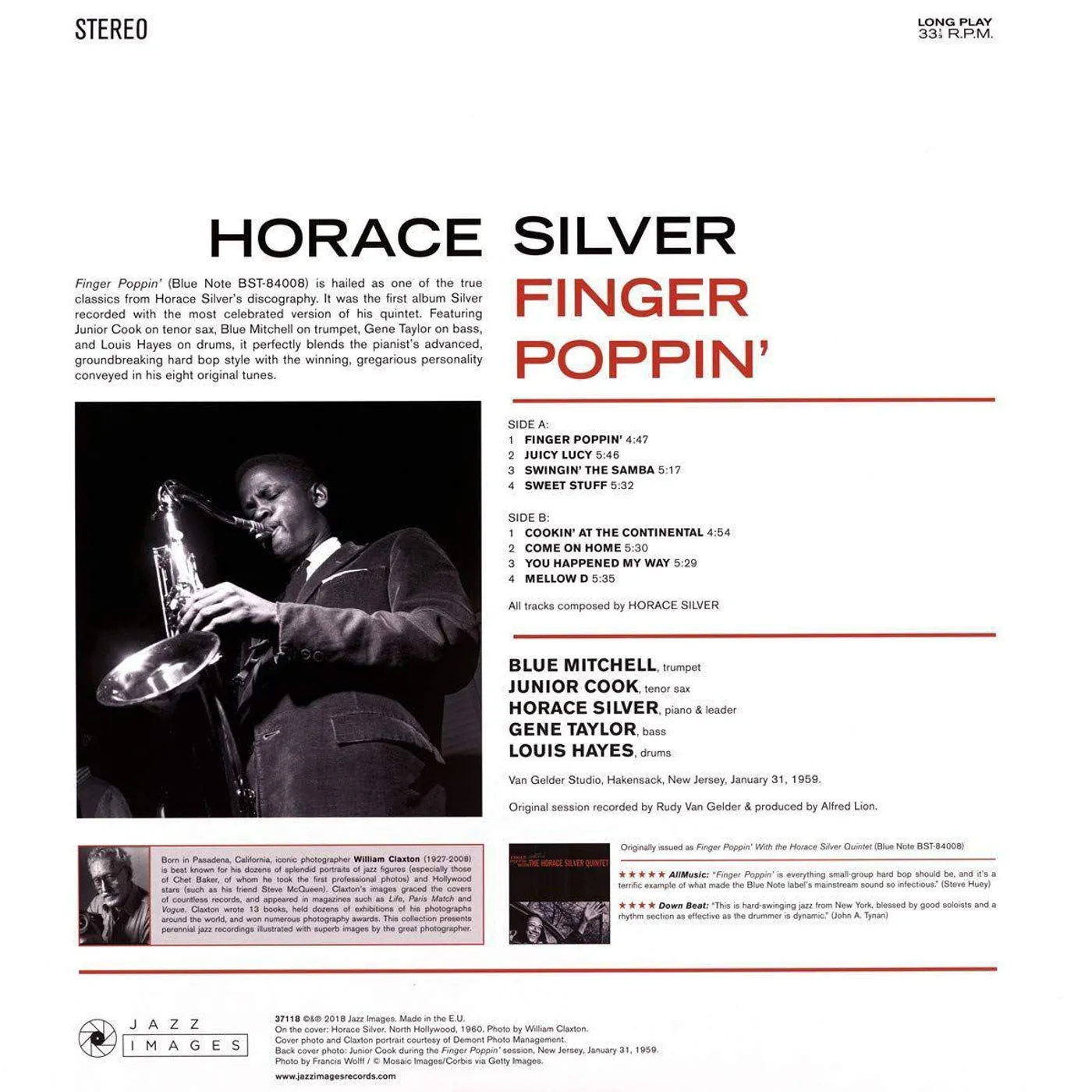 Horace Silver Quintet Finger Poppin (180G) Vinyl Record