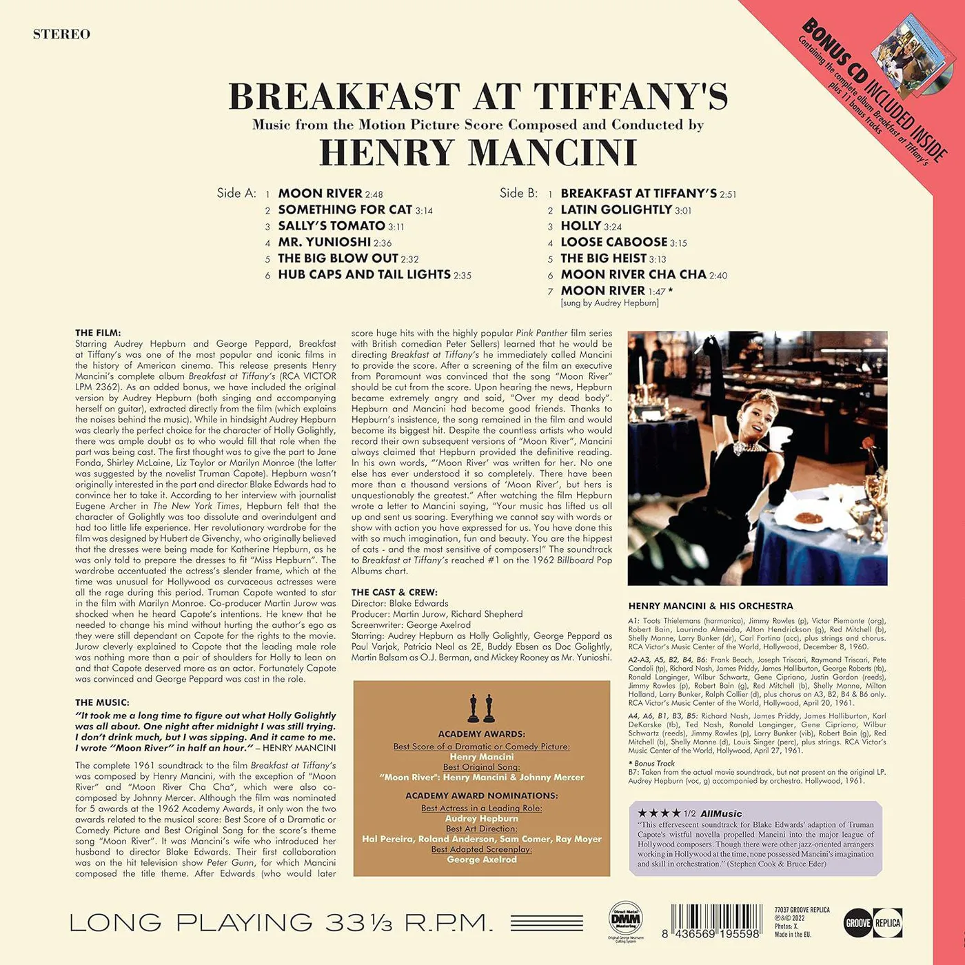 Henry Mancini Breakfast At Tiffany's (Original Soundtrack) (2LP/CD) Vinyl Record