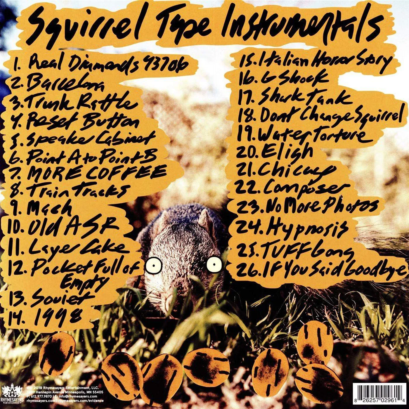 Evidence Squirrel Tape Instrumentals Vol. 1 (Random Color) Vinyl Record