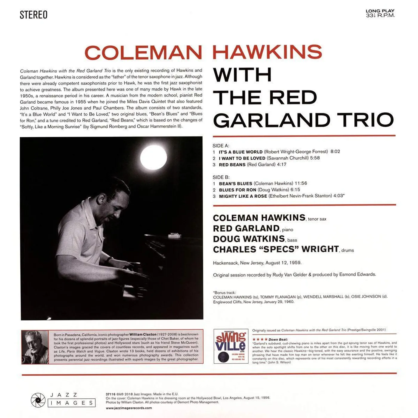 Coleman Hawkins With The Red Garland Trio (180G/Pure Virgin) Vinyl Record