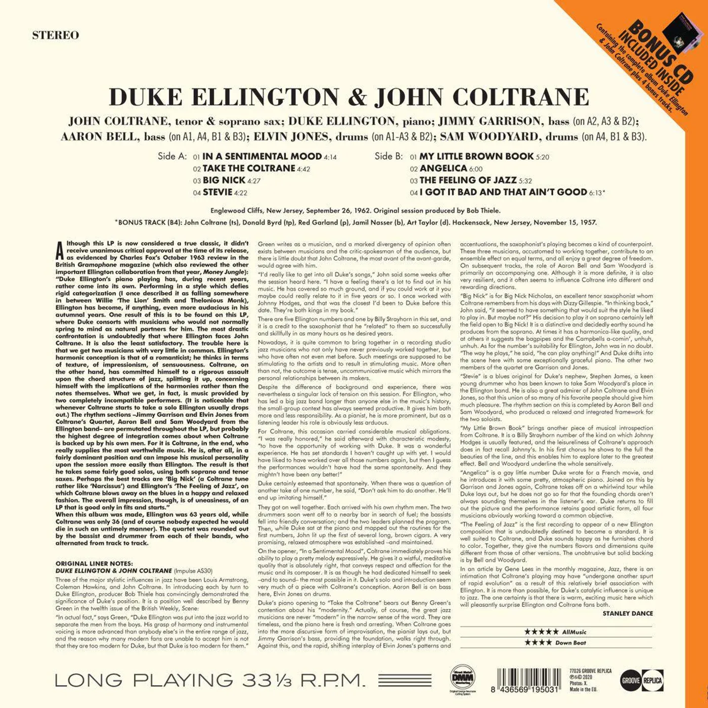 Duke Ellington & John Coltrane (CD Digipack) Vinyl Record