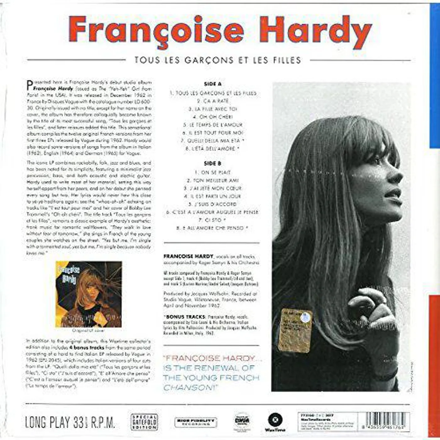 Françoise Hardy Tous Les Garcons Et Les Filles + 4 Bonus Tracks Vinyl Record