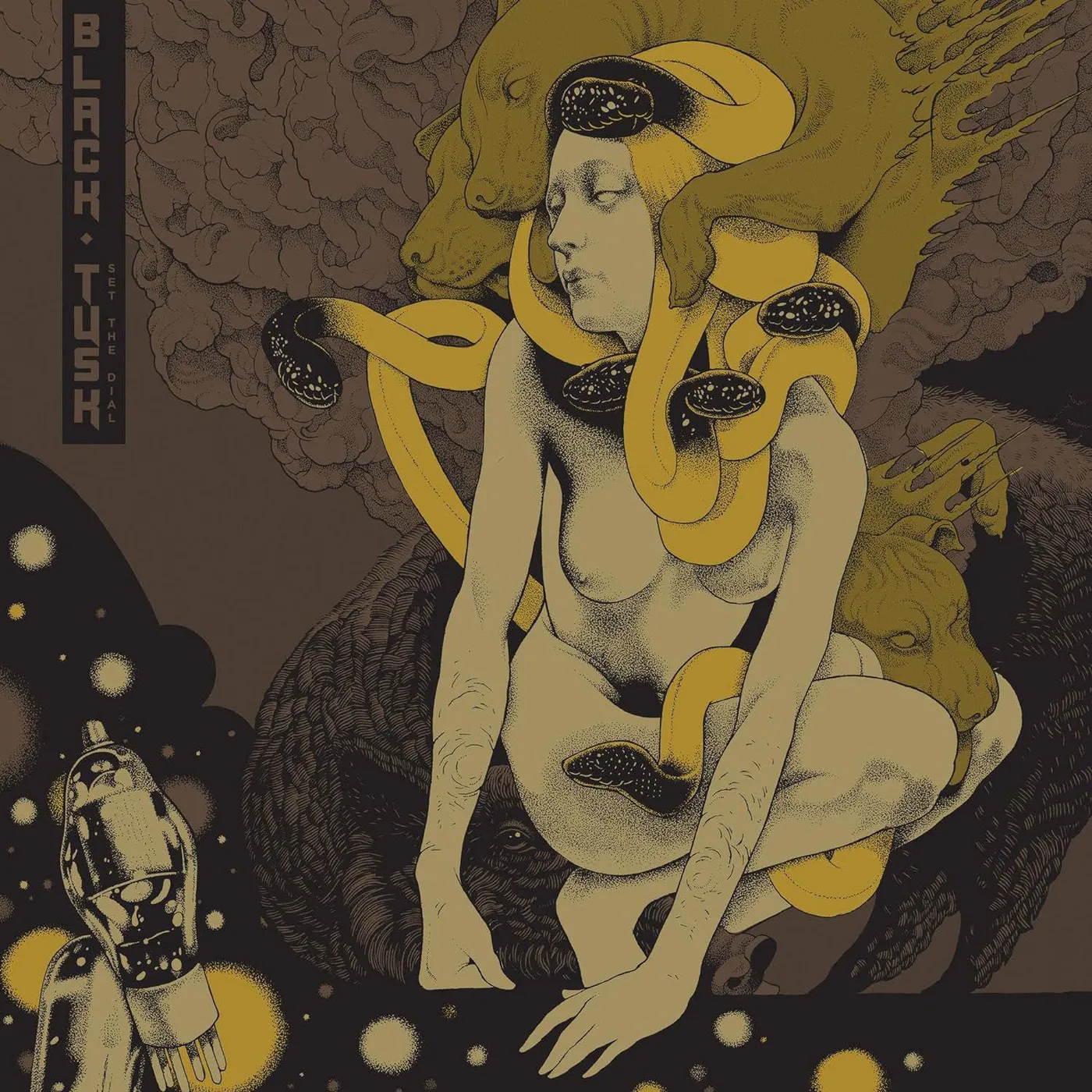 Black Tusk SET THE DIAL (BLACK ICE WITH MUSTARD, BONE WHITE & BROWN SPLATTER VINYL) Vinyl Record