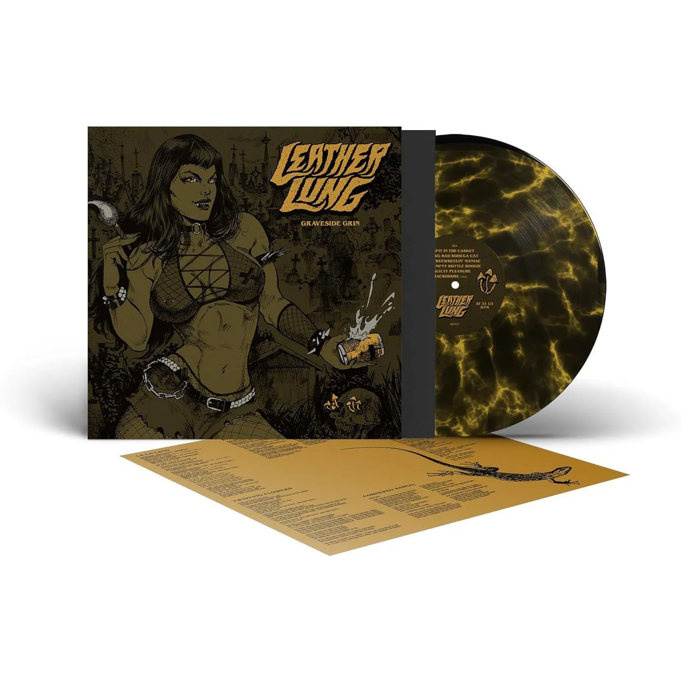 Leather Lung Graveside Grin (Black & Yellow Marble) Vinyl Record