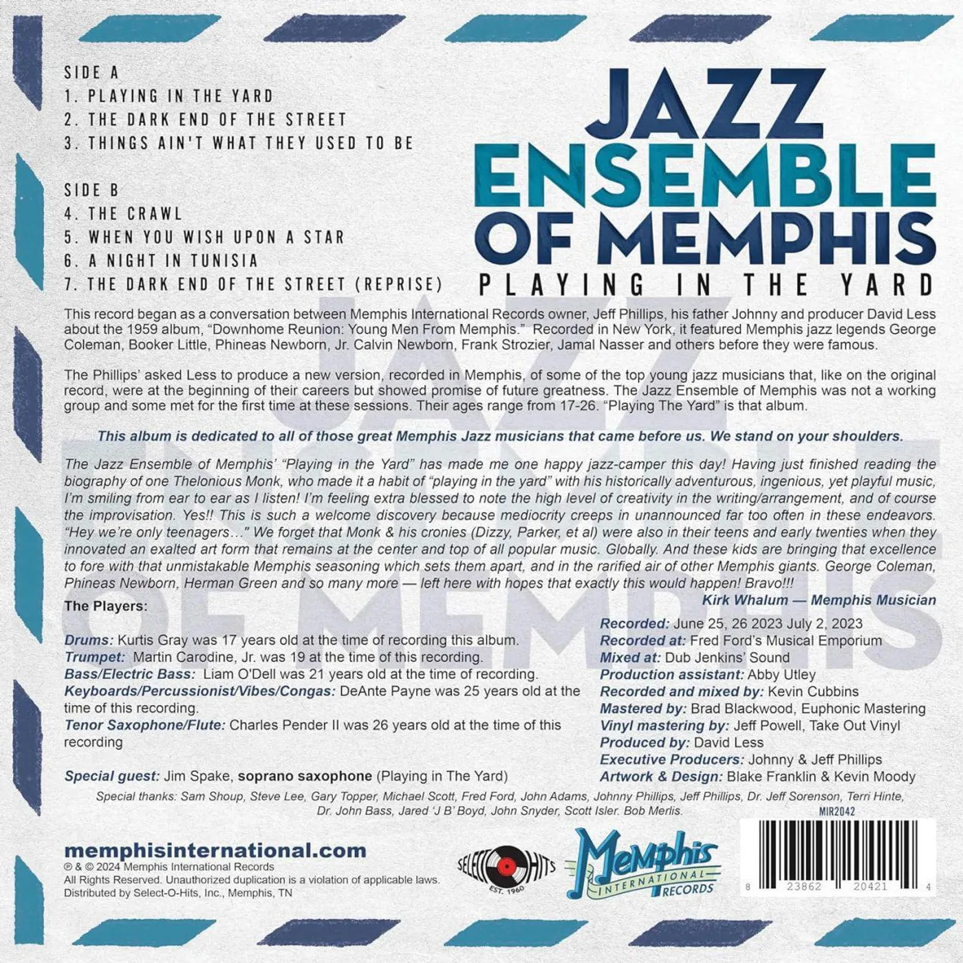 Jazz Ensemble of Memphis PLAYING IN THE YARD Vinyl Record