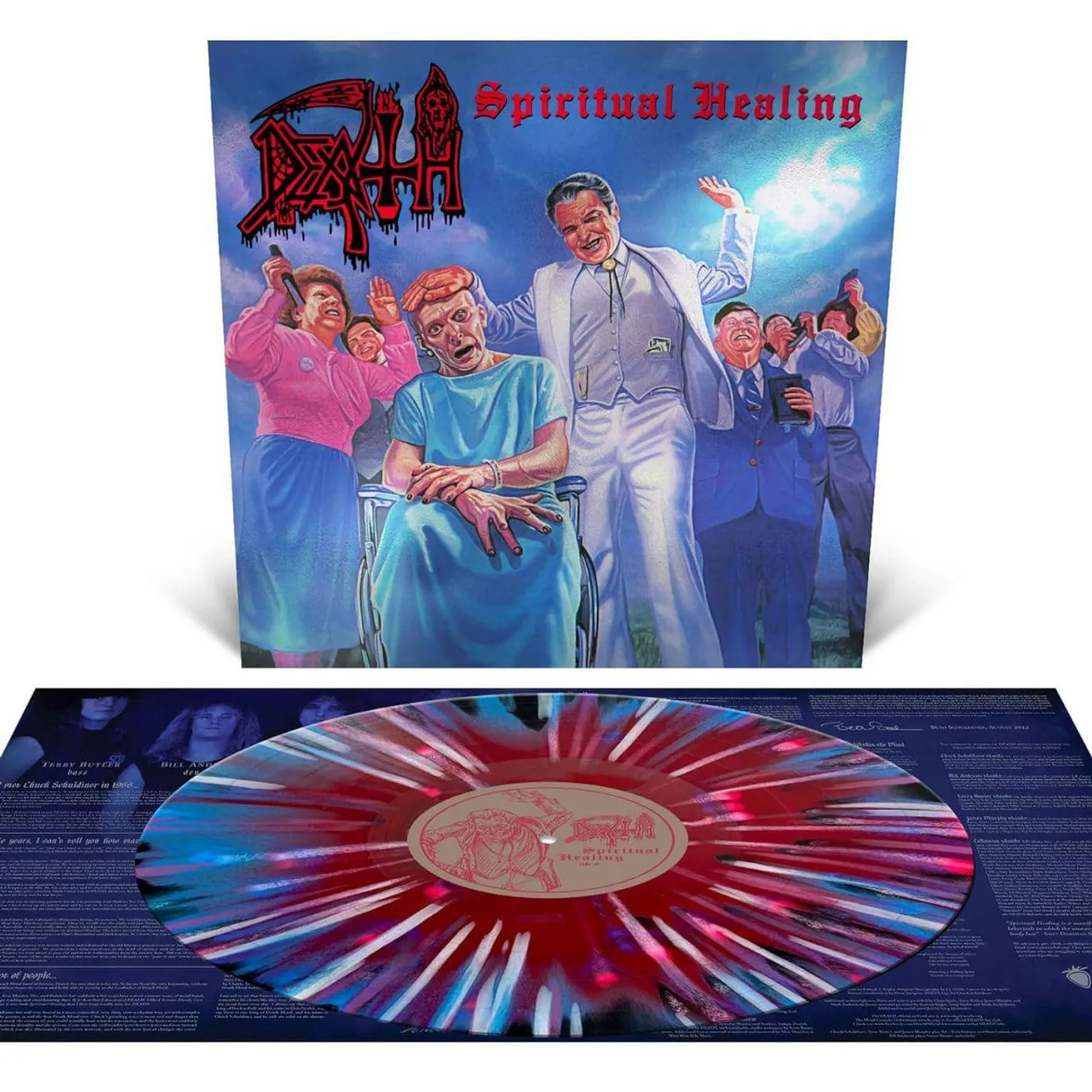 Death Spiritual Healing - Reissue (Red, Cyan Blue & Black Tri Color Merge w/ Splatter) Vinyl Record