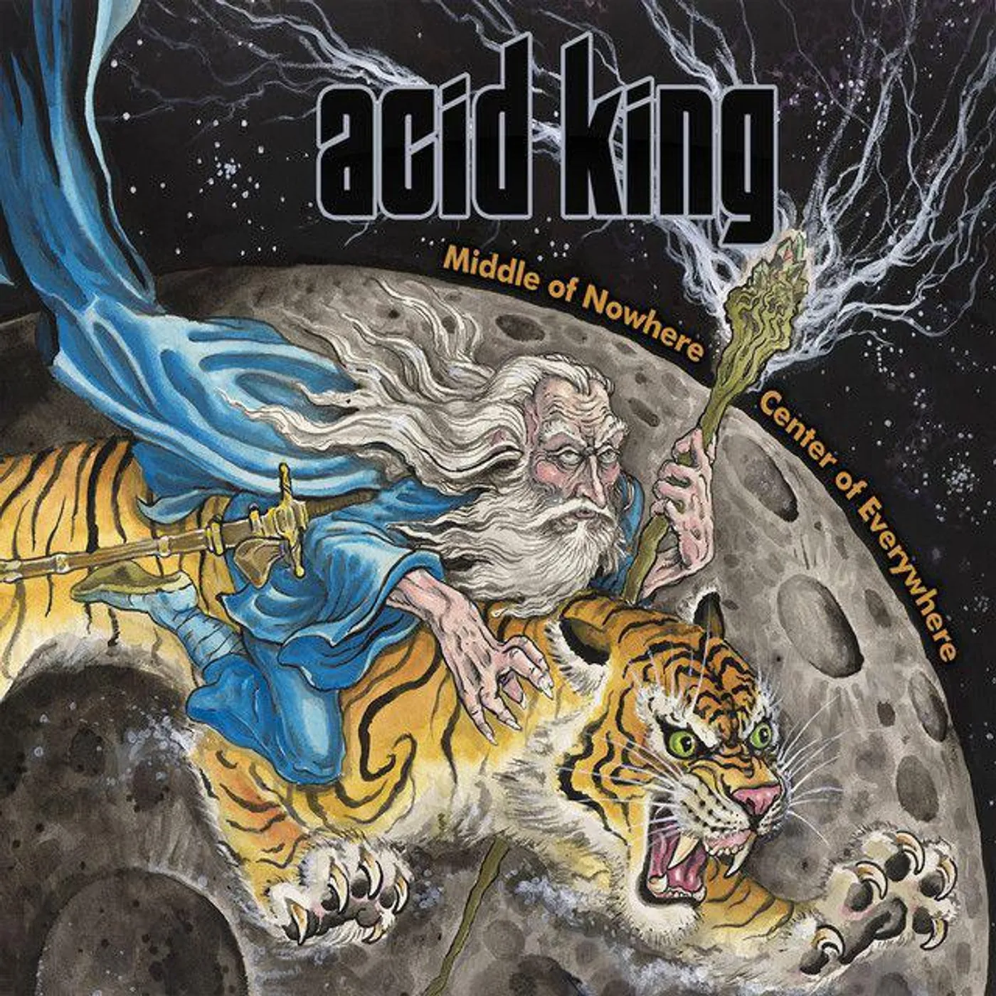 Acid King MIDDLE OF NOWHERE, CENTER OF EVERYWHERE (TRANSPARENT BLUE VINYL/2LP/SCREEN-PRINTED SIDE D) Vinyl Record